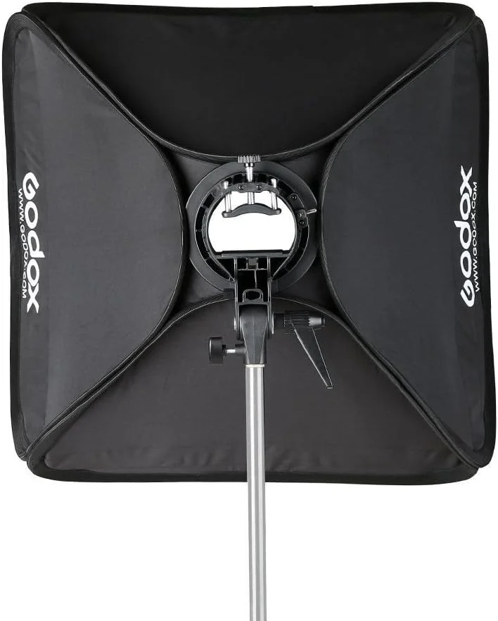 سافت باکس یونیورسال تاشو گودکس 60x60 سانتی متر به همراه براکت اسپیدلایت مدل S و مانت بوئنز و Elinchrom با قابلیت تنظیم جهت