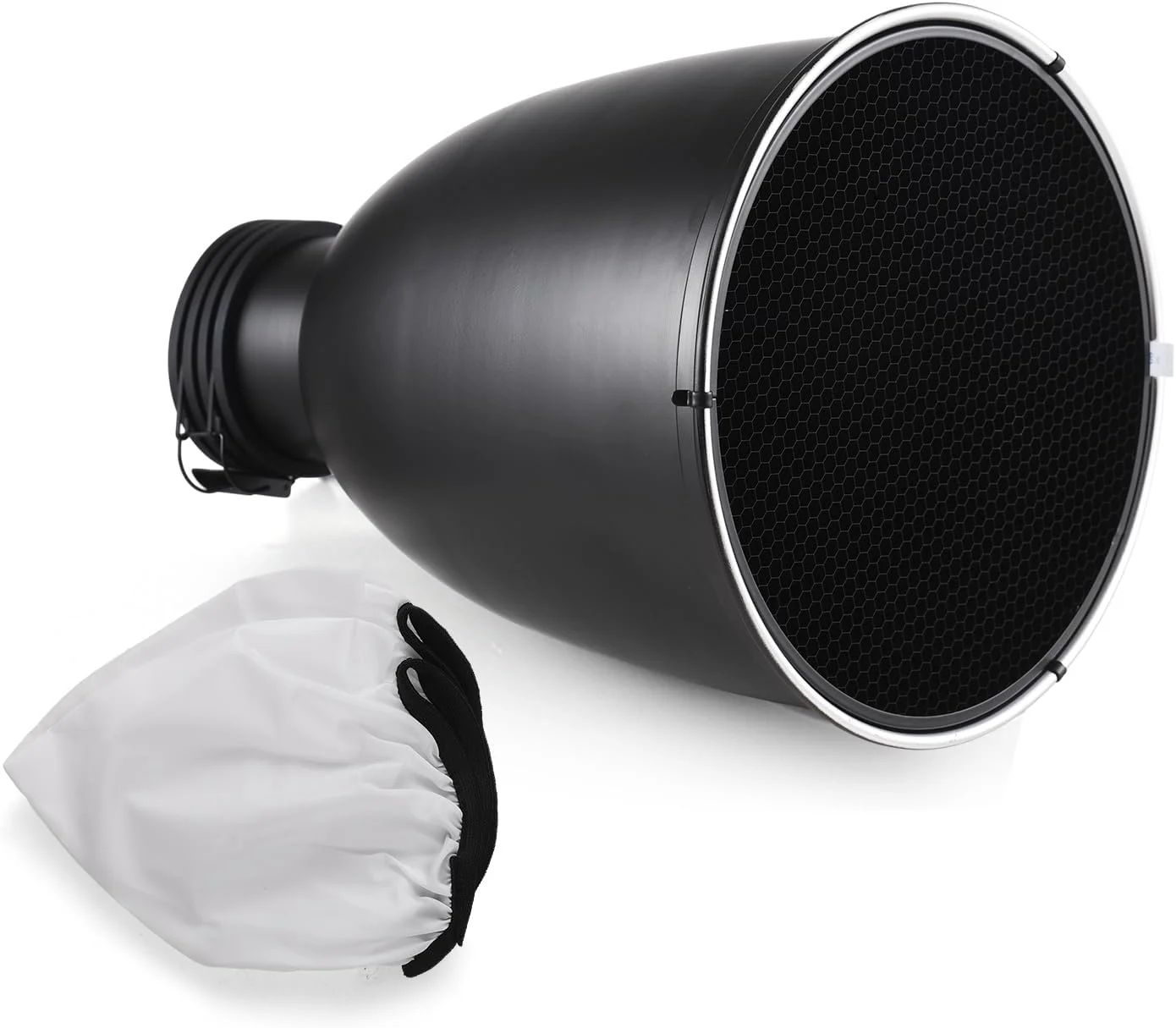 دیش زیبایی 11.6 اینچی Andoer با مانت پروفوتو، رفلکتور تله زوم، سایه لامپ دیفیوزر به همراه گرید لانه زنبوری 60 درجه و جوراب دیفیوزر برای فلاش استودیویی با مانت پروفوتو