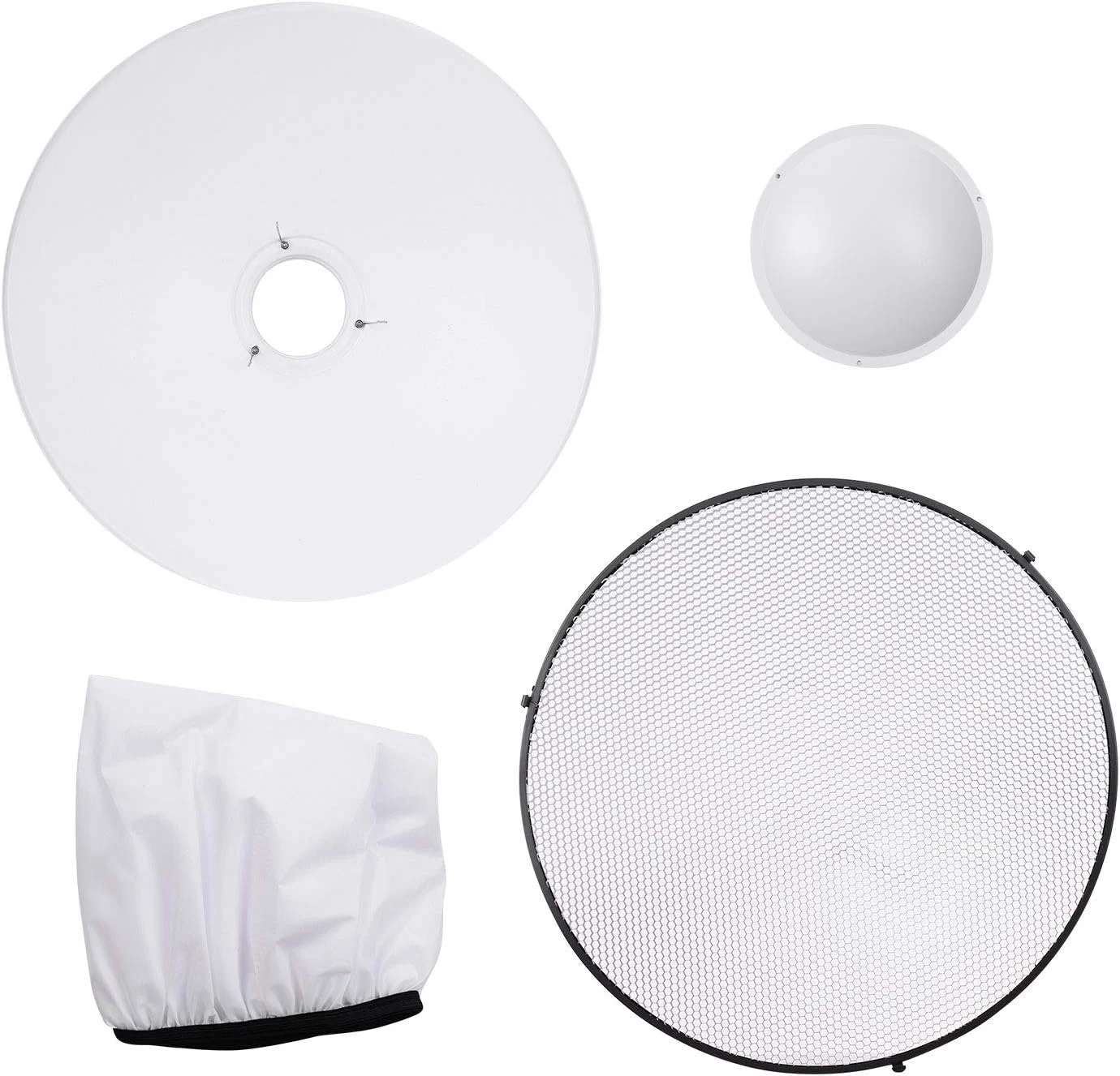 رفلکتور کاسه زیبایی 55 سانتی متری استودیویی با لانه زنبوری و پارچه نرم برای نورهای استروب مانت بوئنز