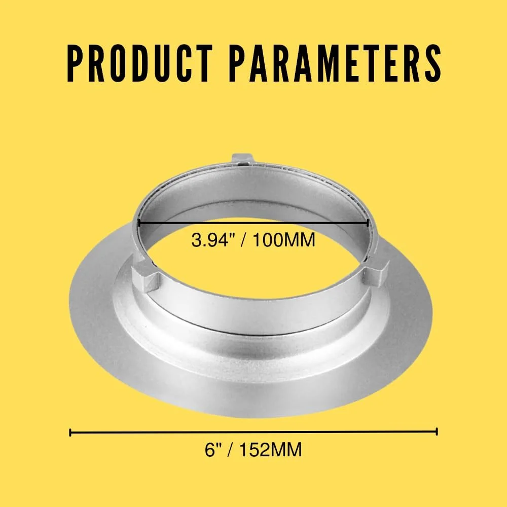 حلقه مبدل رینگ سرعت Fotoconic با قطر 152 میلی‌متر / 6 اینچ برای فلاش/تک نور Bowens S