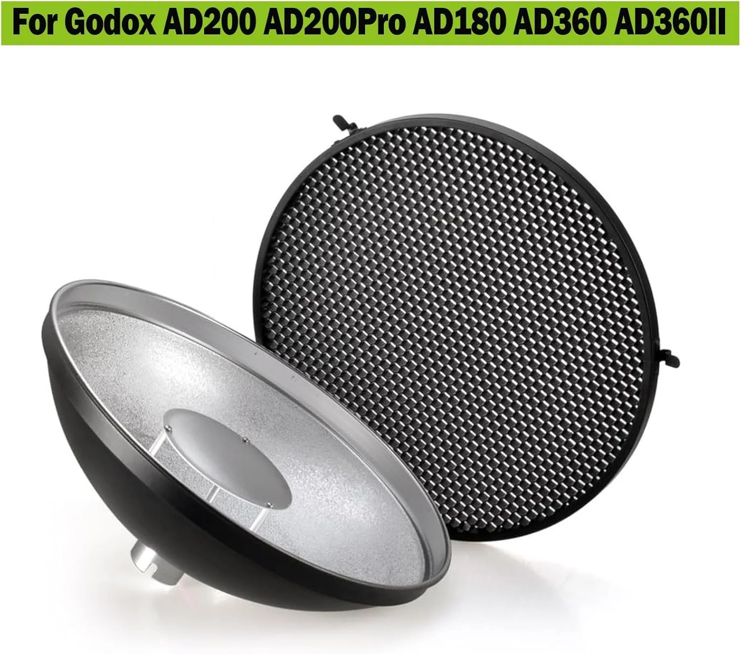 بازتابنده دیش زیبایی نقره ای EACHSHOT Godox AD-S3 به همراه پوشش لانه زنبوری برای فلاش های Godox AD200 AD200Pro AD180 AD360 AD360II