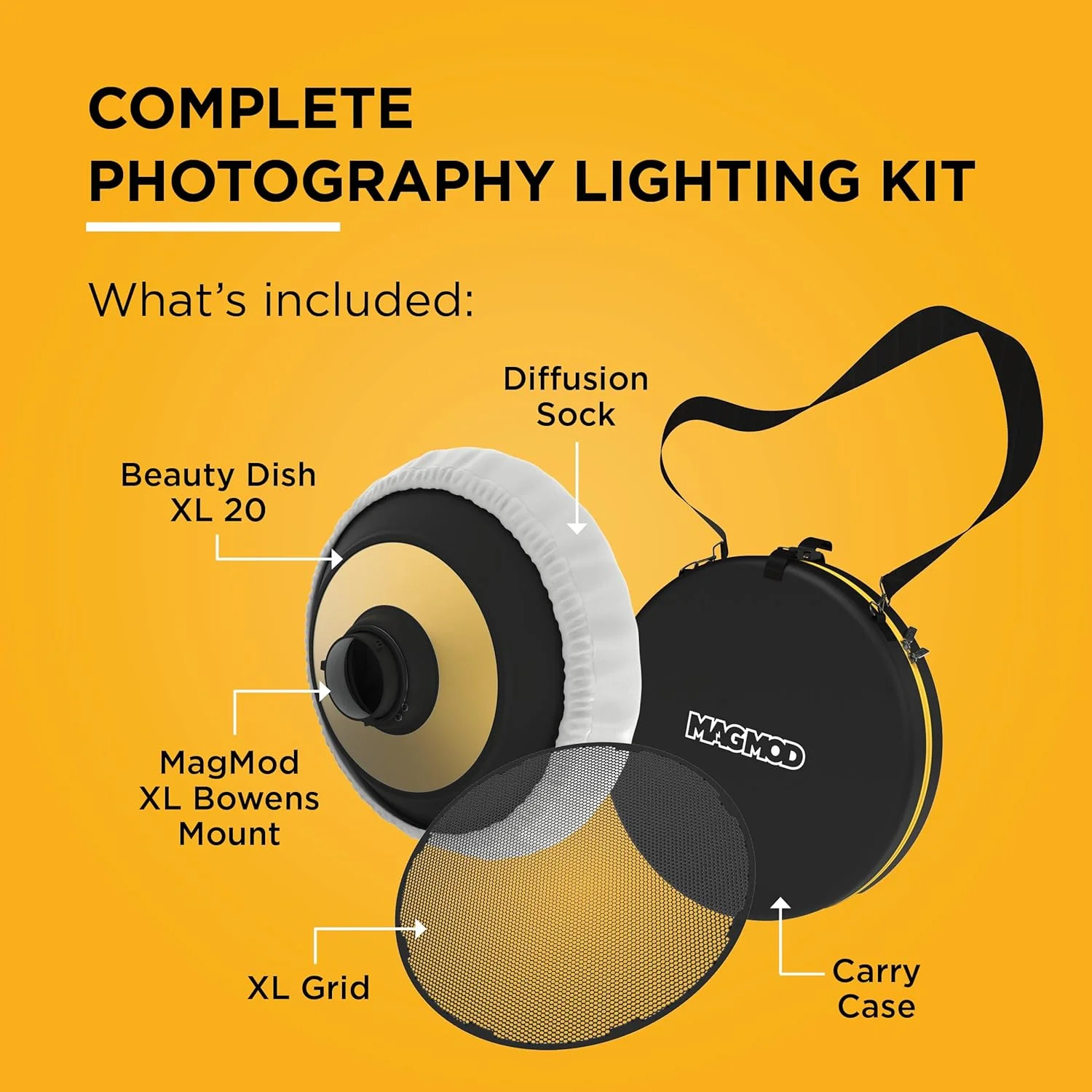کیت بیوتی دیش XL 20 Pro از MagMod، بیوتی دیش مغناطیسی تاشو 20 اینچی برای عکاسی پرتره و استودیویی جذاب، شامل مانت بوئنز، گرید و دیفیوزر جورابی، سازگار با Godox و Profoto کیت بیوتی دیش XL 20 Pro از MagMod، بیوتی دیش مغناطیسی تاشو 20 اینچی برای عکاسی پرتره و استودیویی جذاب، شامل مانت بوئنز، گرید و دیفیوزر جورابی، سازگار با Godox و Profoto