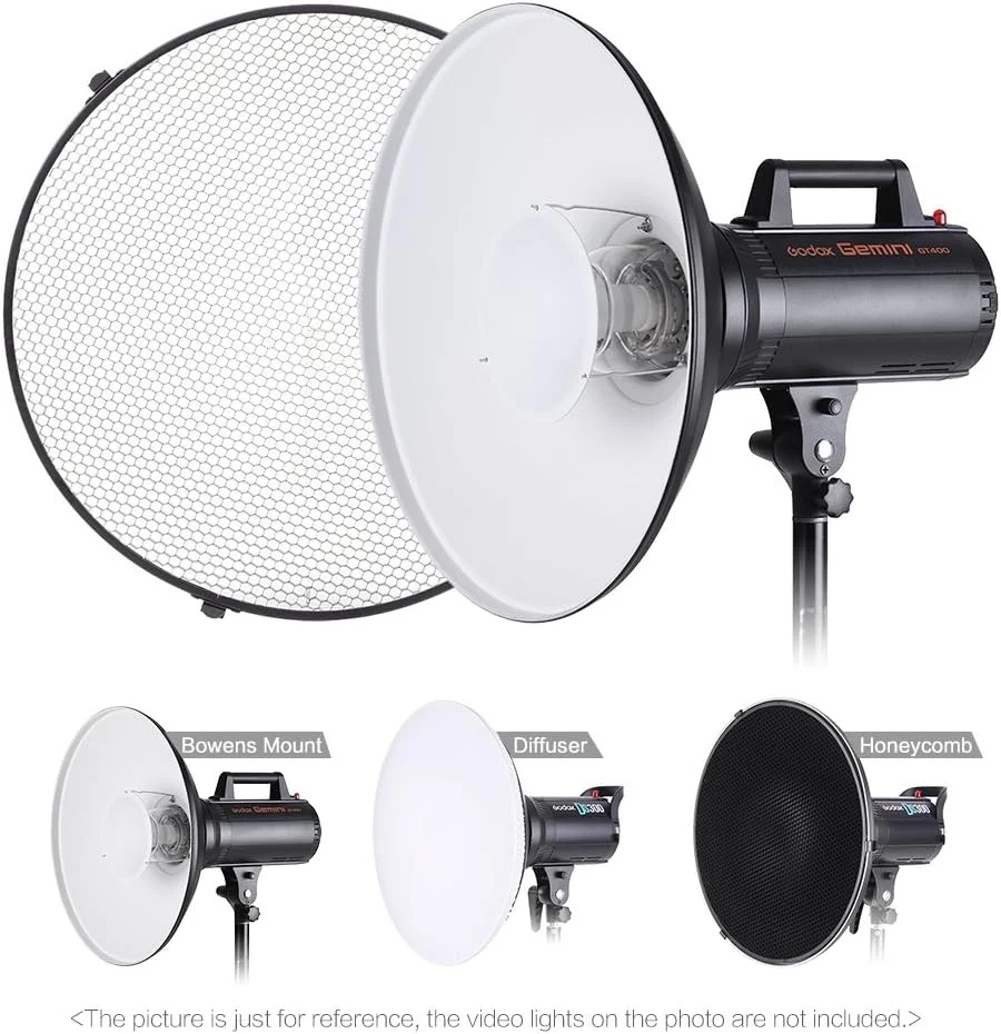 HELEMIY نورپردازی استودیویی 41cm 16 اینچی Speedlite Strobe Lampshade Bowens Mount با بازتابنده و سافت باکس HELEMIY نورپردازی استودیویی 41cm 16 اینچی Speedlite Strobe Lampshade Bowens Mount با بازتابنده و سافت باکس