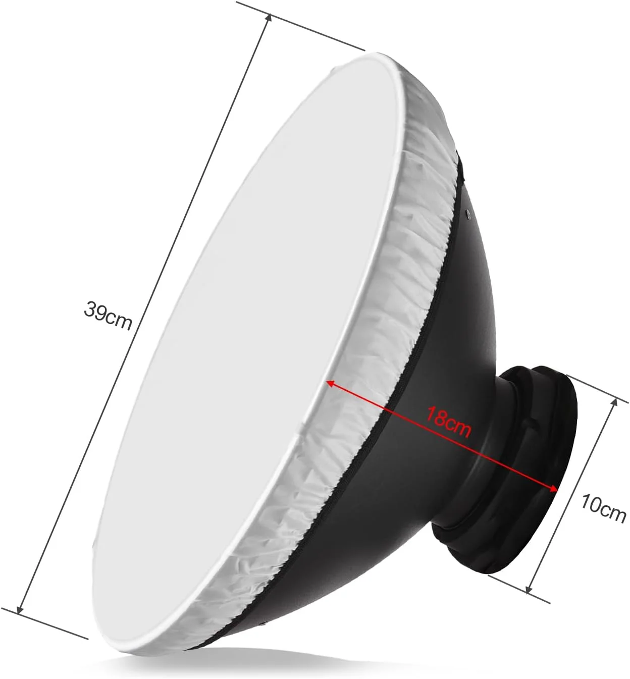 نور بازتابنده کاسه ای 39 سانتی متری با مانت بوئنز به همراه گرید لانه زنبوری 60 درجه و بازتابنده مرکزی برای فلاش استودیویی با مانت بوئنز