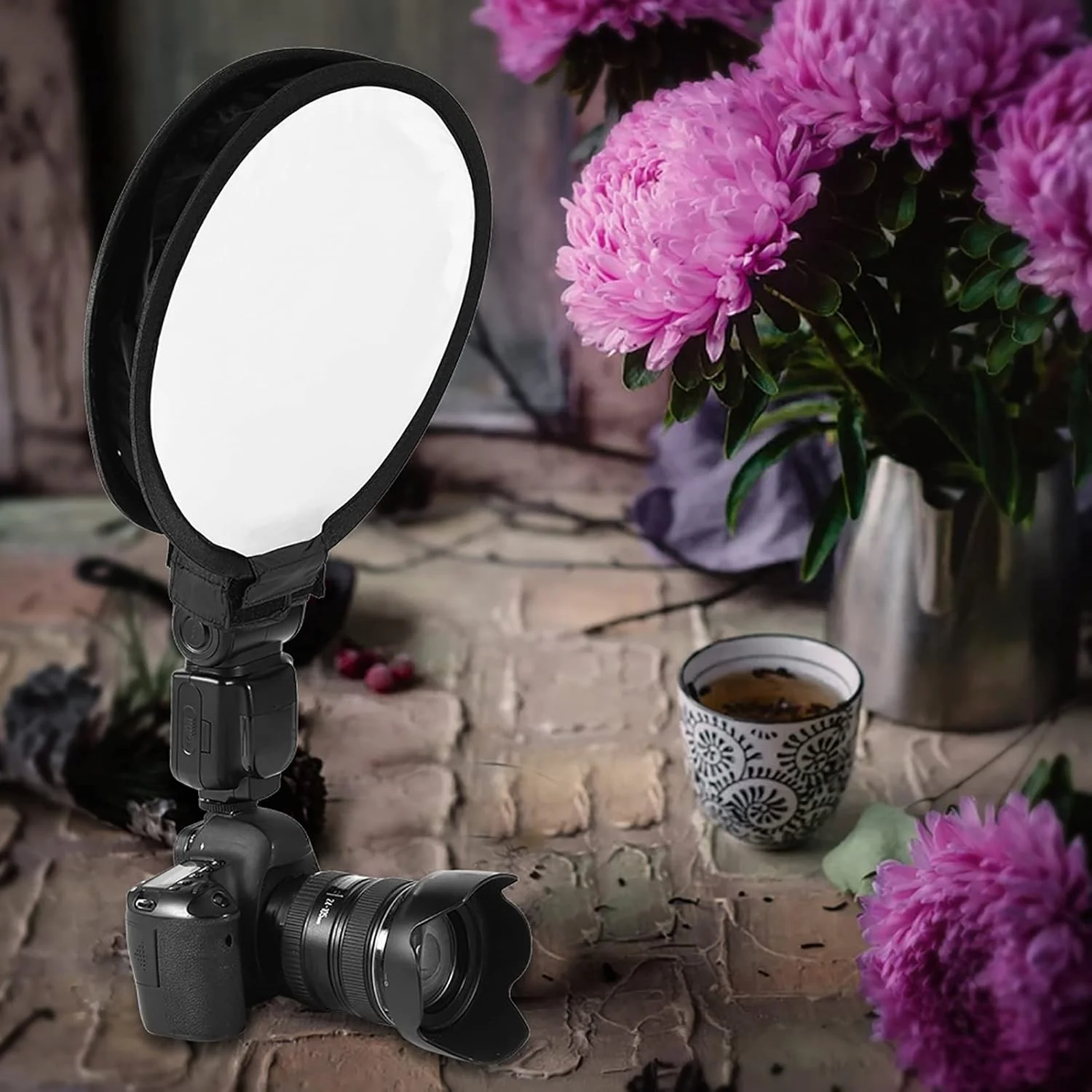 دیفیوزر فلاش سافت باکس گرد قابل حمل Pilipane، سافت باکس کوچک برای فلاش اسپیدلایت، بهبود نورپردازی عکاسی (30 سانتی متر)