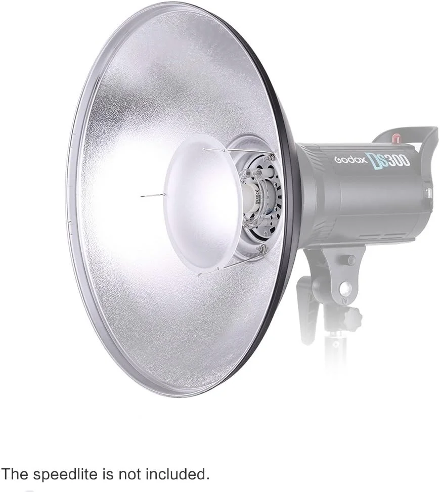 بازتابنده دیش زیبایی 41 سانتی متری برای نورپردازی استودیویی عکاسی Speedlite با مانت بوئنز، ایده آل برای جلوه پرتره منحصر به فرد، پخش نور با پرهای ملایم و خروجی بالا