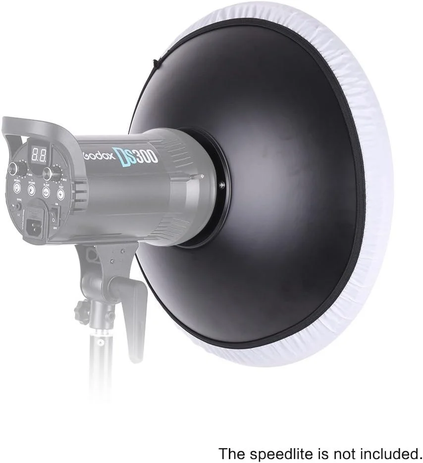 بازتابنده دیش زیبایی 41 سانتی متری برای نورپردازی استودیویی عکاسی Speedlite با مانت بوئنز، ایده آل برای جلوه پرتره منحصر به فرد، پخش نور با پرهای ملایم و خروجی بالا