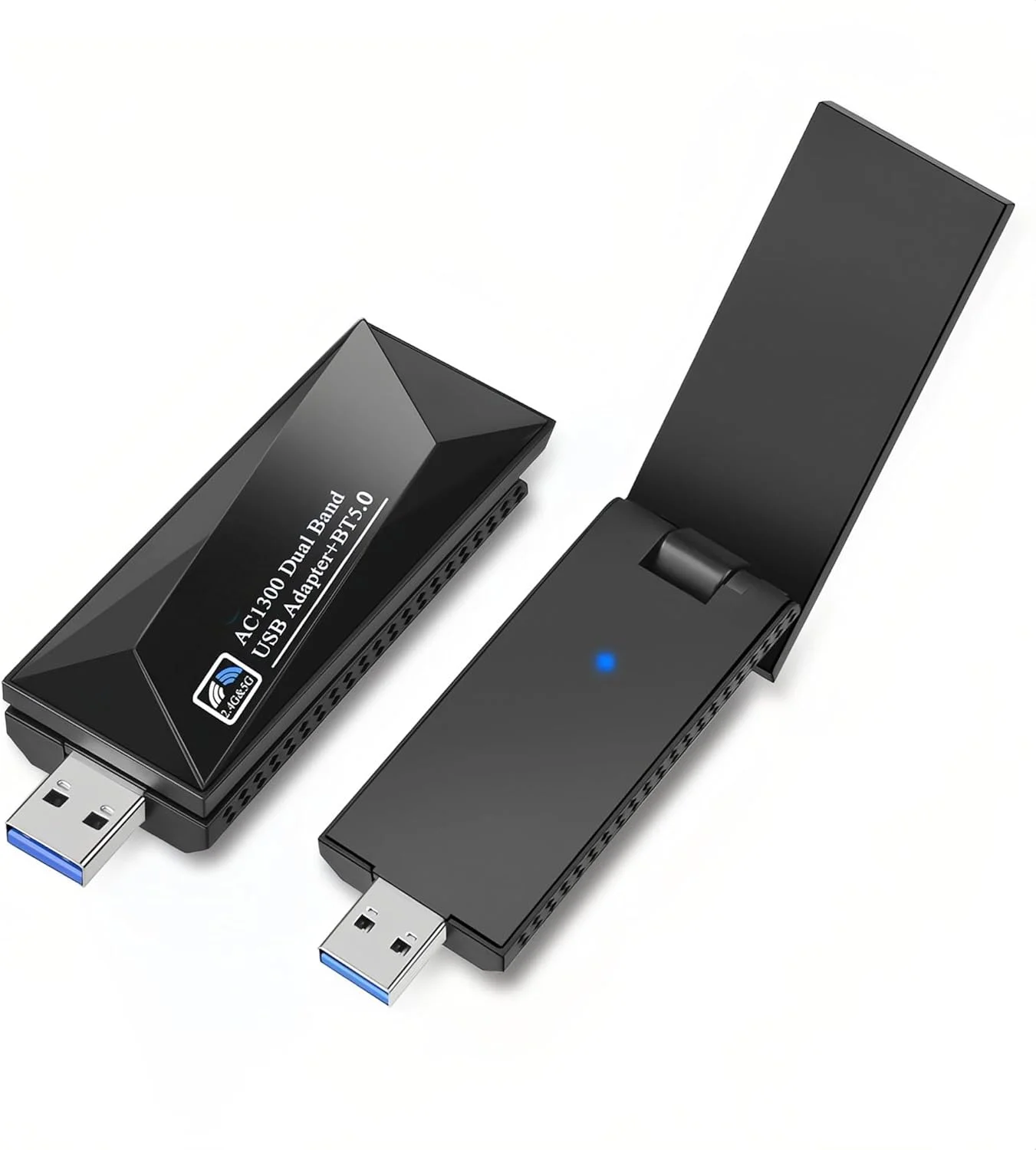 آداپتور وای فای USB AC1300 با دانگل بلوتوث 5.0 برای کامپیوتر - آداپتور شبکه بی سیم دو بانده 2.4G/5G با آنتن با بهره بالا برای رایانه رومیزی و لپ تاپ