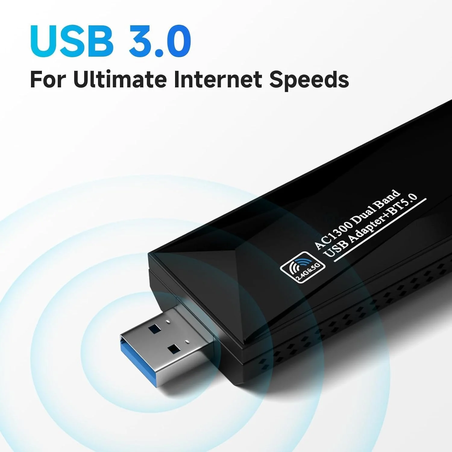 آداپتور وای فای USB AC1300 با دانگل بلوتوث 5.0 برای کامپیوتر - آداپتور شبکه بی سیم دو بانده 2.4G/5G با آنتن با بهره بالا برای رایانه رومیزی و لپ تاپ