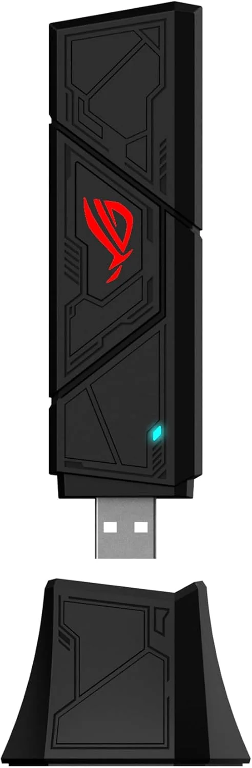 آداپتور USB ASUS ROG USB-BE92 BE6500 Tri-band WiFi 7: باند 6 گیگاهرتز، پشتیبانی از 4096-QAM، عملکرد Multi-link (MLO)، سازگار با Type A و C، امنیت شبکه WPA3 - مشکی