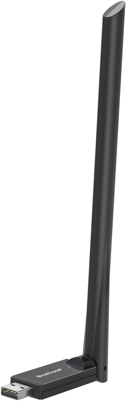 دانگل وای فای USB BrosTrend AX900 با برد بلند، دانگل وای فای 6 دو بانده 5 گیگاهرتز 600 مگابیت بر ثانیه + 2.4 گیگاهرتز 286 مگابیت بر ثانیه، آداپتور وای فای USB برای رایانه شخصی با آنتن 6dBi، آداپتور بی سیم USB2.0 با بهره بالا سازگار با ویندوز 11/10/7
