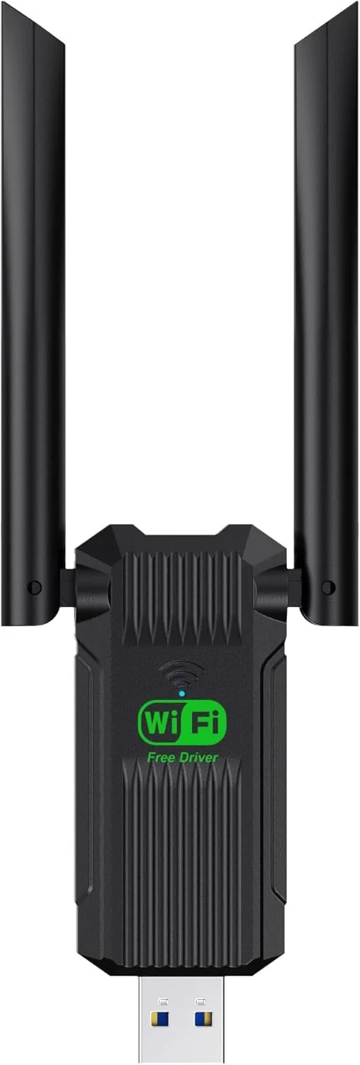 آداپتور وای فای USB آزونی، 1300 مگابیت بر ثانیه، USB 3.0 دو بانده 5G/2.4G، دو آنتن 2dBi، پشتیبانی از Windows11/10/8.1/8/7، آداپتور بی سیم برای آداپتورهای شبکه کامپیوتر رومیزی