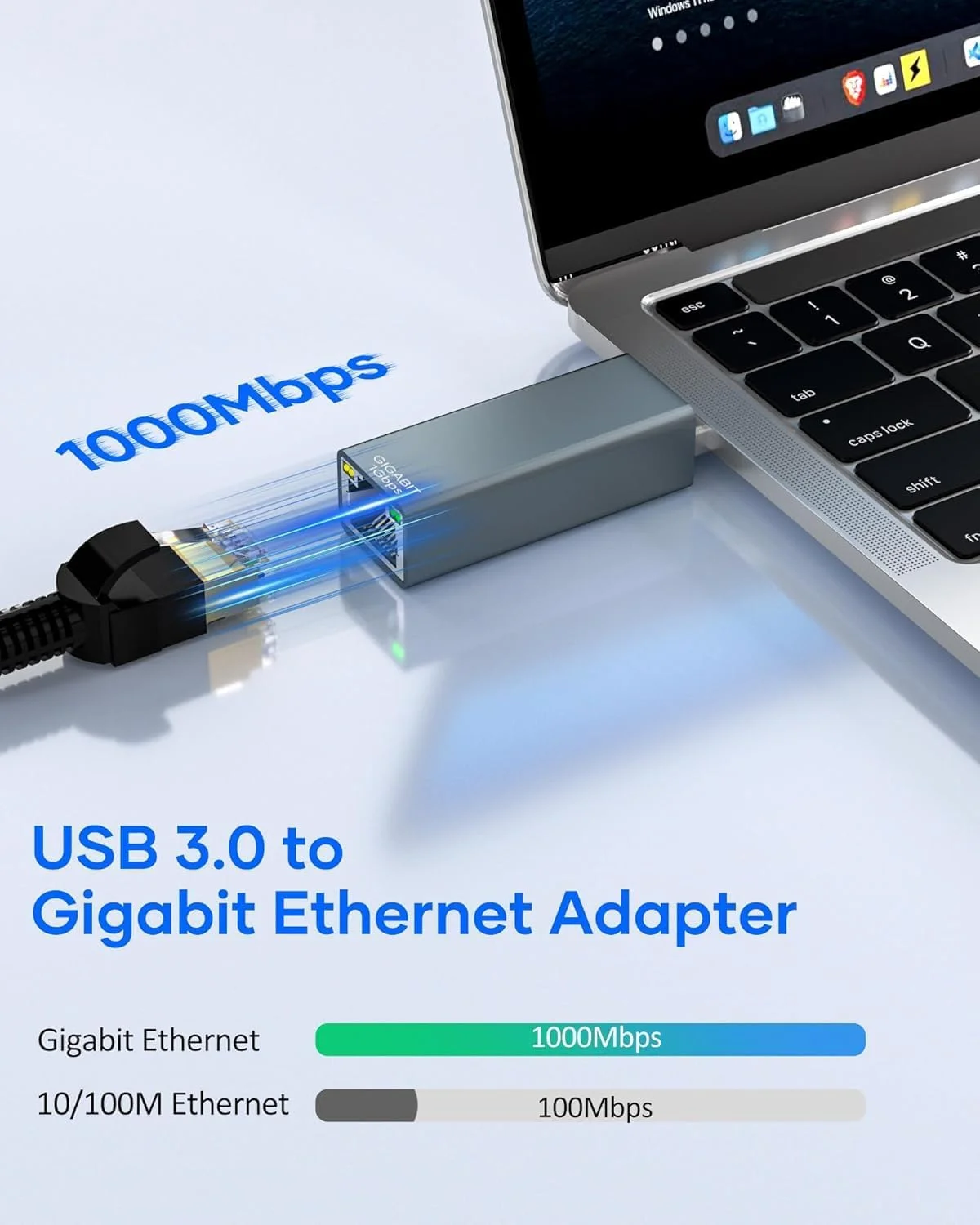 آداپتور USB به اترنت Azonee، آداپتور اینترنت RJ45، آداپتور شبکه LAN سیمی گیگابیتی USB 3.0 به 10/100/1000، سازگار با مک بوک/سرفیس/لپ تاپ های دارای ویندوز 11/10/8.1/8/Xp/MacOS/Linux