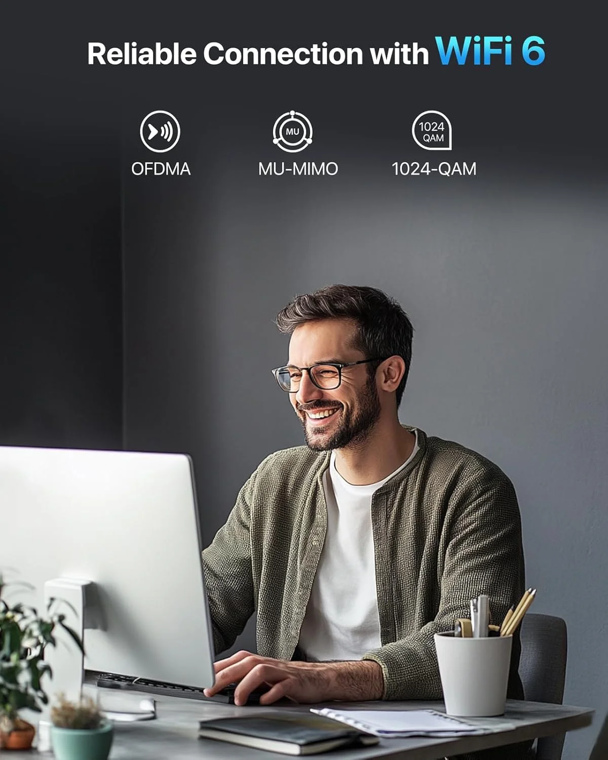 دانگل وای فای USB BrosTrend AX900 با برد بلند، دانگل وای فای 6 دو بانده 5 گیگاهرتز 600 مگابیت بر ثانیه + 2.4 گیگاهرتز 286 مگابیت بر ثانیه، آداپتور وای فای USB برای رایانه شخصی با آنتن 6dBi، آداپتور بی سیم USB2.0 با بهره بالا سازگار با ویندوز 11/10/7