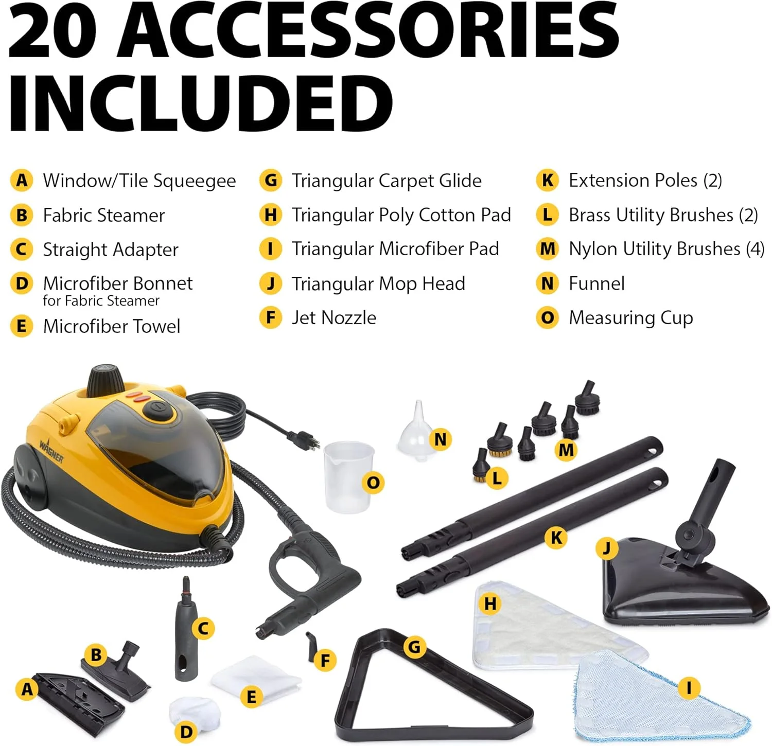 بخارشوی چند منظوره واگنر Spraytech C900134 925e Elite به همراه 20 سری مختلف برای تمیز کردن سطوح با بخار، بدون نیاز به مواد شیمیایی، مناسب برای کف‌های چوبی، کاشی و سرامیک و غیره