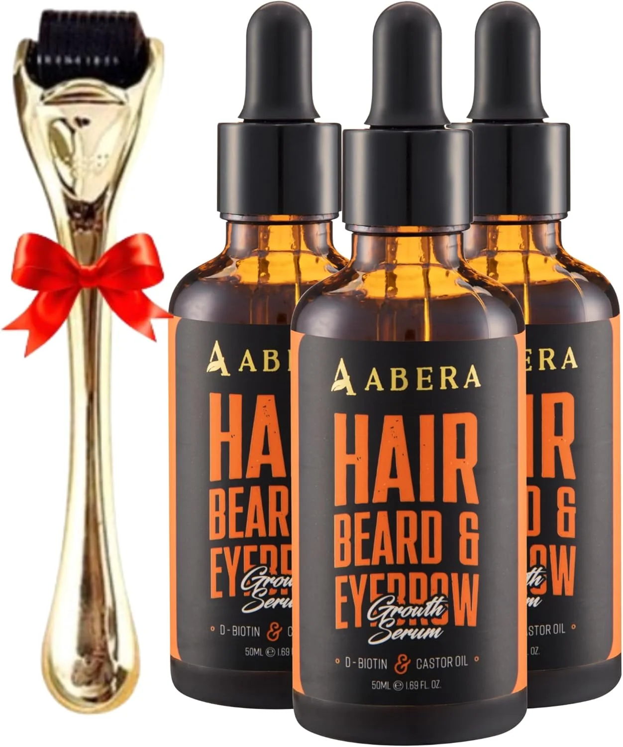 سرم رشد مو آبرا - درمان طبیعی برای رشد مو و ریش با بیوتین و روغن کرچک، بسته اقتصادی (3 سرم + هدیه)