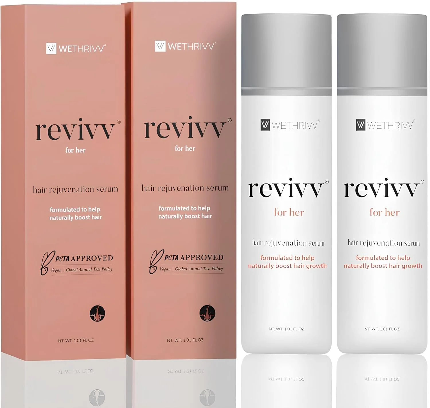 REVIVV™ برای بانوان | سرم رشد موی موضعی کاملا طبیعی برای زنان | سرم رشد مجدد مو با استفاده آسان برای ظاهر موهای ضخیم تر و پرتر | توصیه شده توسط متخصص پوست و بدون دارو | تامین 3 ماهه REVIVV™ برای بانوان | سرم رشد موی موضعی کاملا طبیعی برای زنان | سرم رشد مجدد مو با استفاده آسان برای ظاهر موهای ضخیم تر و پرتر | توصیه شده توسط متخصص پوست و بدون دارو | تامین 3 ماهه