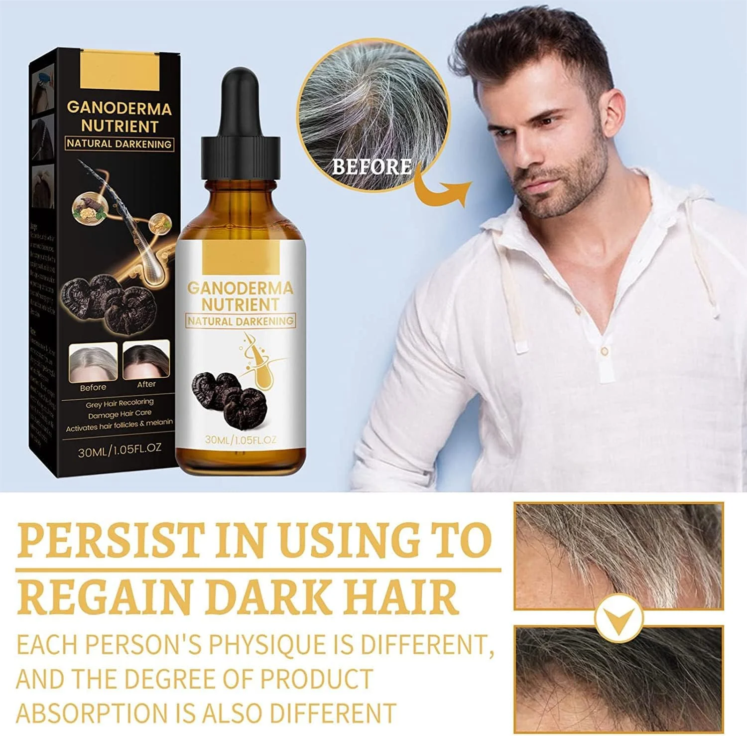 سرم موی ضد سفیدی مو دارکا، سرم موی دارکا پرو ضد سفیدی مو، دارکا ضد سفیدی مو، سرم تیره کننده طبیعی مغذی گانودرما، ضد ریزش مو و تقویت رشد مو برای انواع مو (1 عدد) سرم موی ضد سفیدی مو دارکا، سرم موی دارکا پرو ضد سفیدی مو، دارکا ضد سفیدی مو، سرم تیره کننده طبیعی مغذی گانودرما، ضد ریزش مو و تقویت رشد مو برای انواع مو (1 عدد)