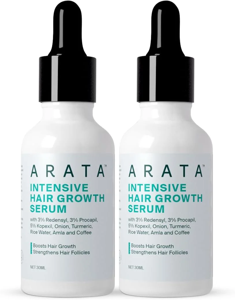 سرم تقویت کننده مو آرata با 3% Redensyl، 3% Procapil، پیاز، زردچوبه، آب برنج | کنترل ریزش مو، تحریک رشد مو، افزایش تراکم مو | سرم رشد مو برای آقایان و بانوان | سرم تقویت کننده مو آرata با 3% Redensyl، 3% Procapil، پیاز، زردچوبه، آب برنج | کنترل ریزش مو، تحریک رشد مو، افزایش تراکم مو | سرم رشد مو برای آقایان و بانوان |