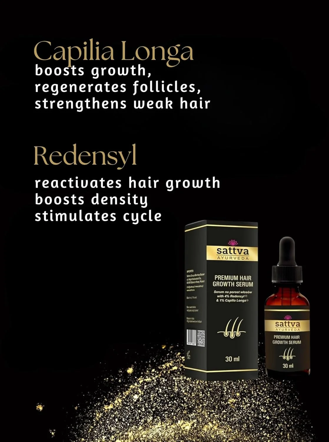 سرم تقویت کننده مو Sattva Ayurveda Premium، سرم رشد مو برای زنان و مردان، عوامل نوآورانه رشد مو، تسریع رشد مو و مقابله با ریزش مو با عصاره رزماری، Redensyl® سرم تقویت کننده مو Sattva Ayurveda Premium، سرم رشد مو برای زنان و مردان، عوامل نوآورانه رشد مو، تسریع رشد مو و مقابله با ریزش مو با عصاره رزماری، Redensyl®