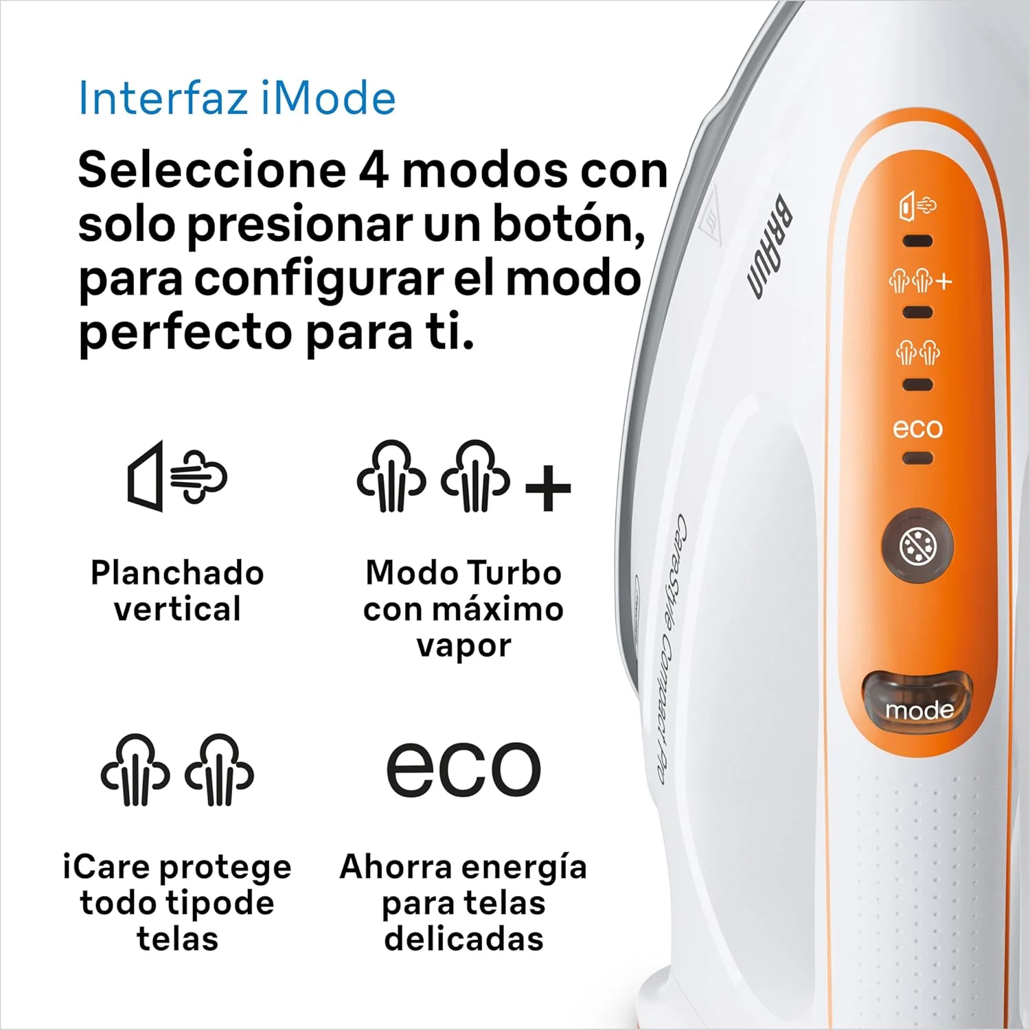 اتو بخار مخزن دار فشرده حرفه ای براون CareStyle، FreeGlide 3D، iCareMode، Eco و Turbo، بخاردهی عمودی، ضد چکه، مخزن آب 1.5 لیتری، 6 بار/400 گرم در دقیقه، 2400 وات، سفید/نارنجی اتو بخار مخزن دار فشرده حرفه ای براون CareStyle، FreeGlide 3D، iCareMode، Eco و Turbo، بخاردهی عمودی، ضد چکه، مخزن آب 1.5 لیتری، 6 بار/400 گرم در دقیقه، 2400 وات، سفید/نارنجی