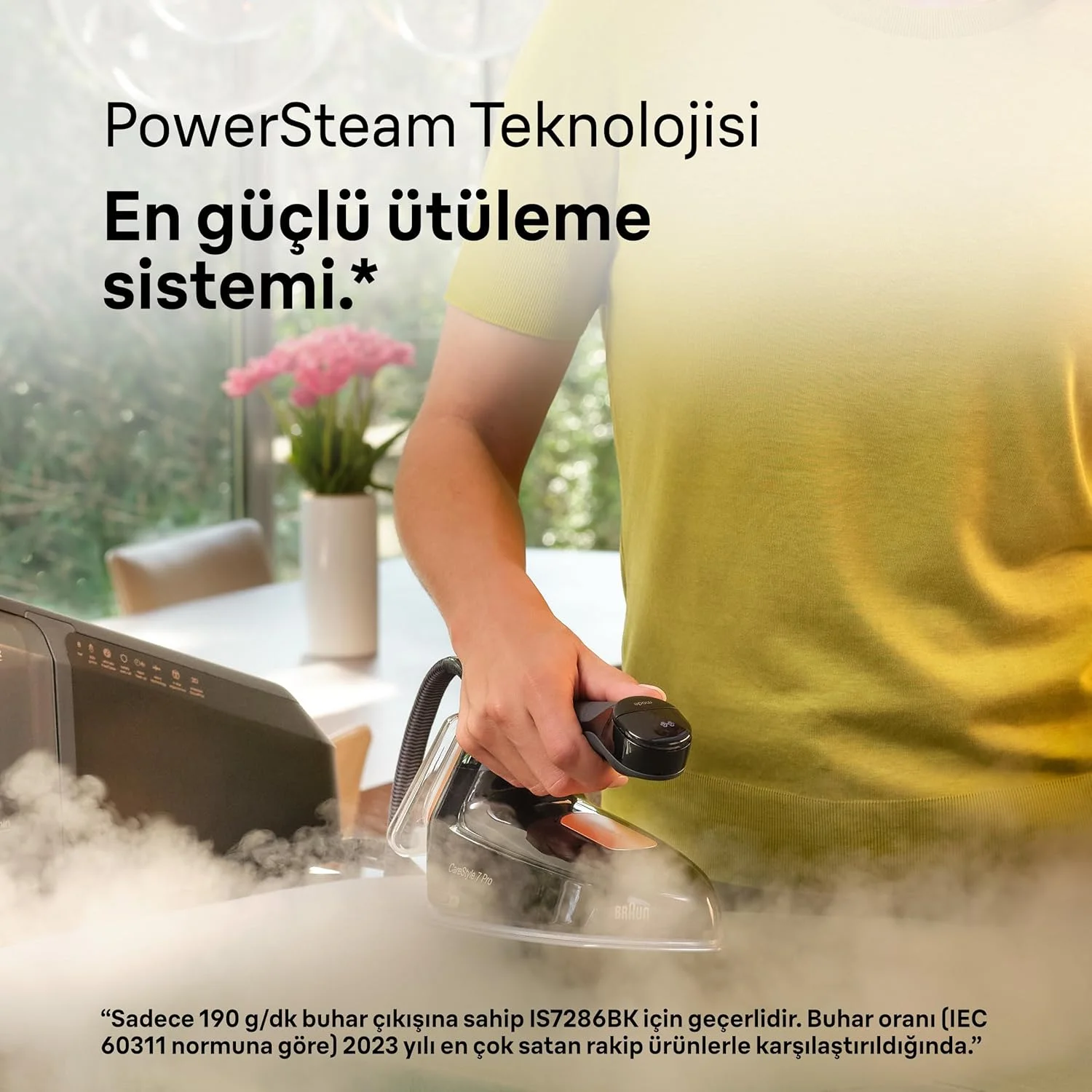 اتو بخار مخزن دار براون CareStyle 7 Pro با فناوری FreeGlide 3D، حالت هوشمند iCareMode، ضد چکه، مخزن آب جداشدنی 2 لیتری، خاموش شدن خودکار، 2700 وات، IS 7286 مشکی