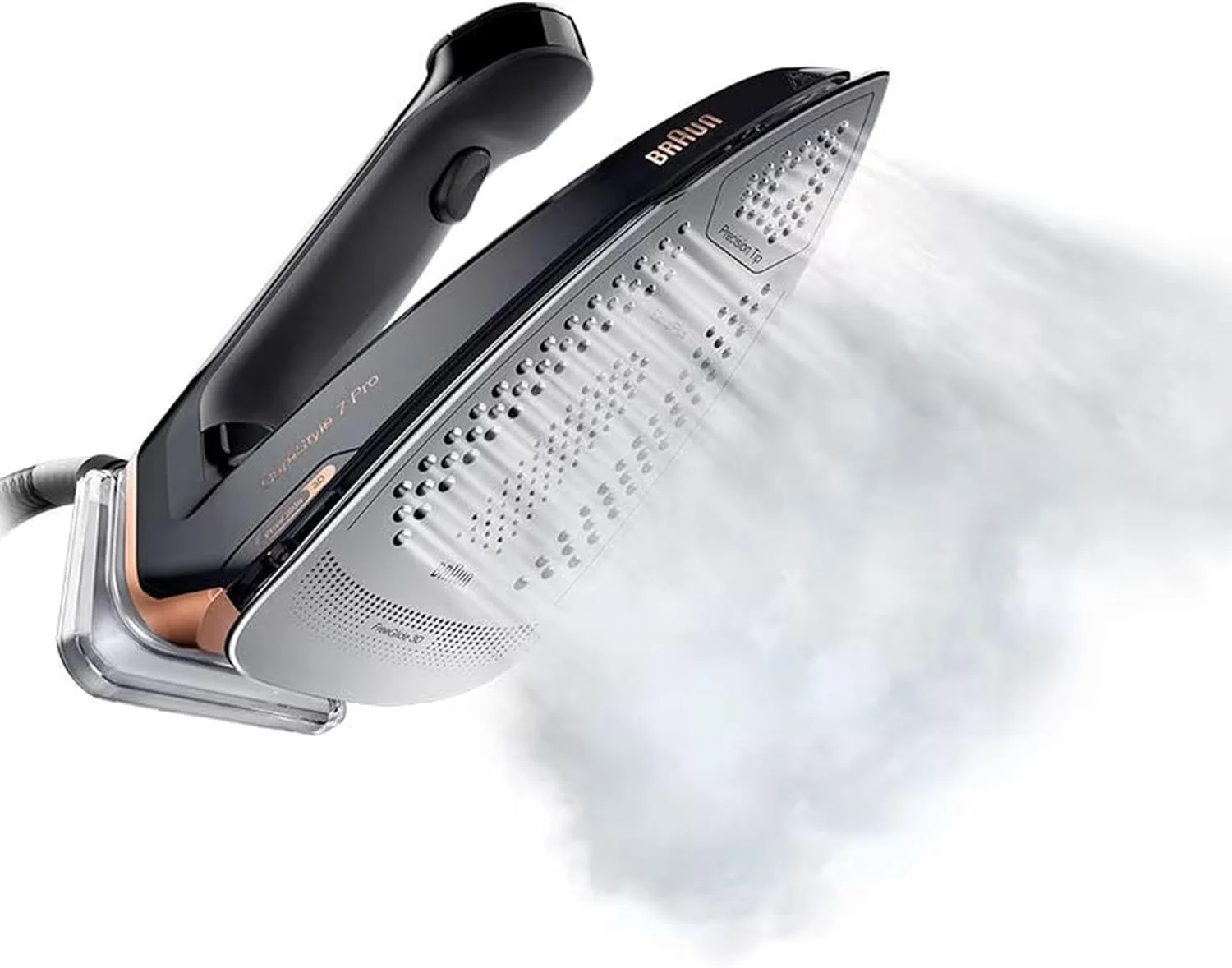 اتو بخار مخزن دار براون CareStyle 7 Pro با فناوری FreeGlide 3D، حالت هوشمند iCareMode، ضد چکه، مخزن آب جداشدنی 2 لیتری، خاموش شدن خودکار، 2700 وات، مدل IS 7286 مشکی