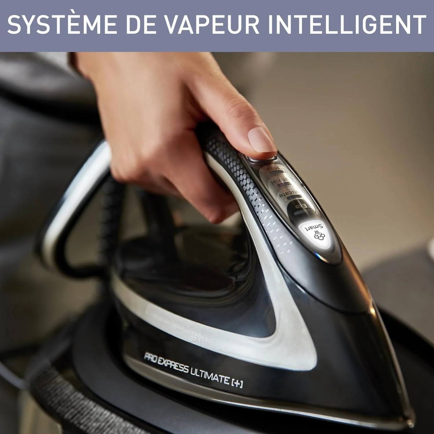 اتو بخار مخزن دار Pro Express Ultimate Care کالر GV9610CO/23B، فشار بالا، 8 بار، بخاردهی لحظه ای تا 600 گرم، با سیستم محافظت - مشکی و نقره ای