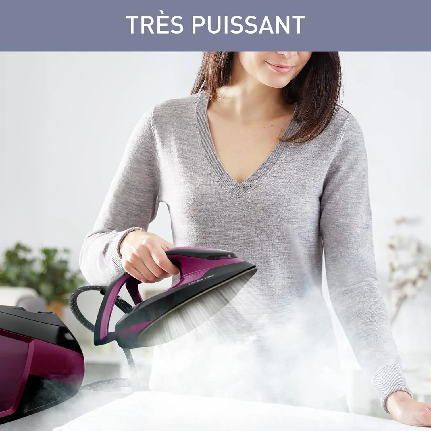 اتو بخار کالر اکسپرس ویژن SV8152C0، 6.9 بار، 130 گرم در دقیقه، عملکرد فشار، 480 گرم در دقیقه، نور ال ای دی، جمع کننده رسوب آهک، بنفش و مشکی