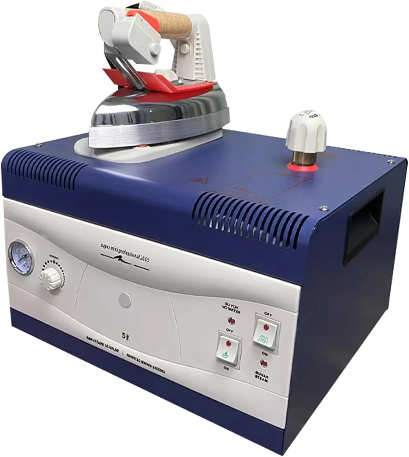 اتو بخار صنعتی 900 واتی، ایستگاه اتو بخار با گیج فشار، مخزن آب 5 لیتری، دما 150-230 درجه سانتیگراد، 4 وسیله ایمنی برای خشکشویی، پرده فروشی ها، منزل