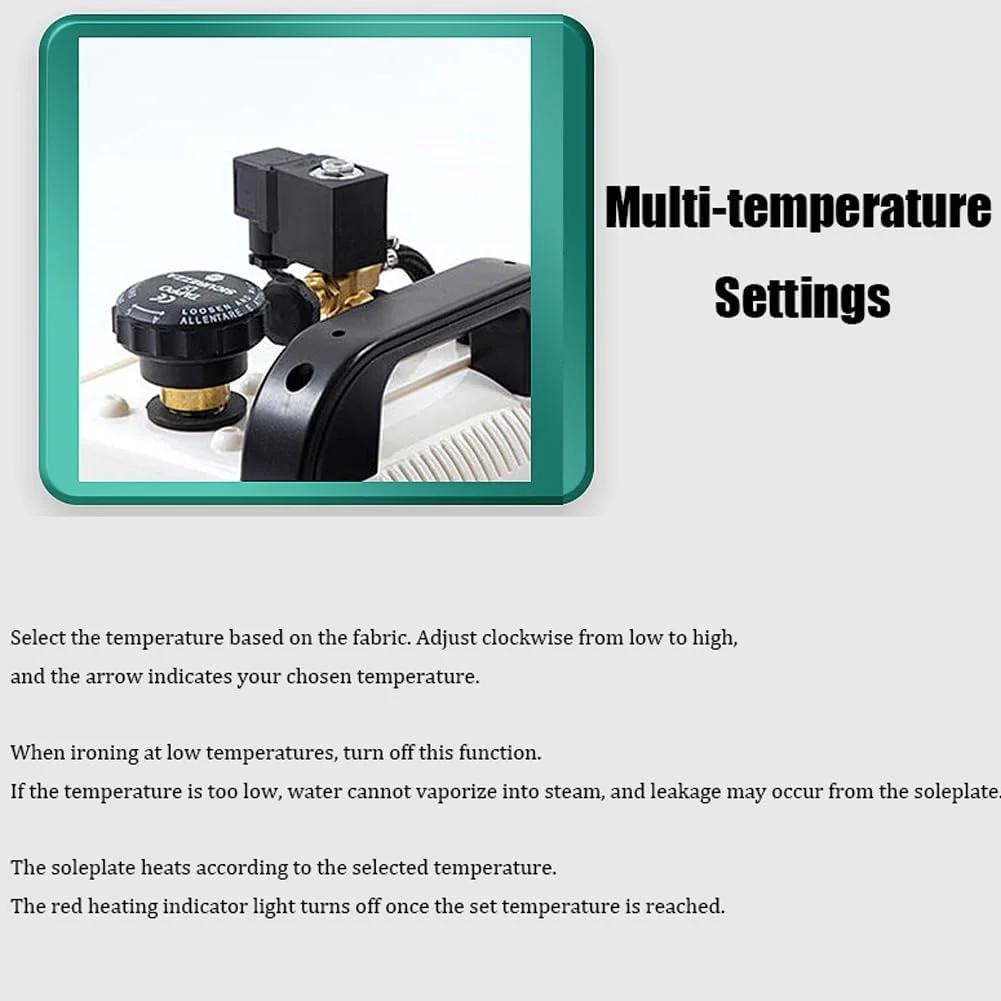 اتو بخار صنعتی و ایستگاه دیگ بخار، سیستم اتوکشی بخار حرفه ای 1600 وات با بخار و دمای قابل تنظیم، مخزن آب 2 لیتری، فشارسنج، برای فروشگاه های پوشاک، خشکشویی، کارخانه ها، پرده فروشی ها