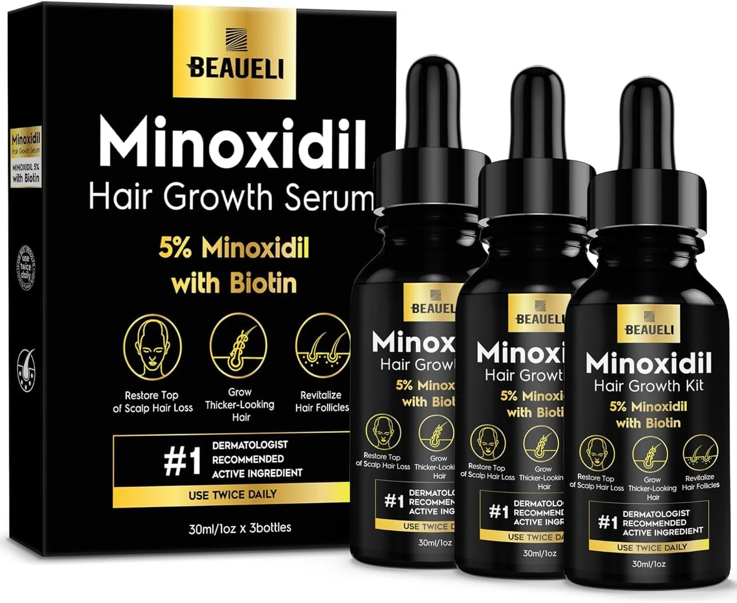 محلول تقویت کننده مو 5% برای رشد موی آقایان و بانوان، محلول تقویت کننده مو با قدرت فوق العاده، 3 بطری (هر کدام 3 اونس مایع)، بدون بو، شفاف، مناسب برای آقایان و بانوان محلول تقویت کننده مو 5% برای رشد موی آقایان و بانوان، محلول تقویت کننده مو با قدرت فوق العاده، 3 بطری (هر کدام 3 اونس مایع)، بدون بو، شفاف، مناسب برای آقایان و بانوان