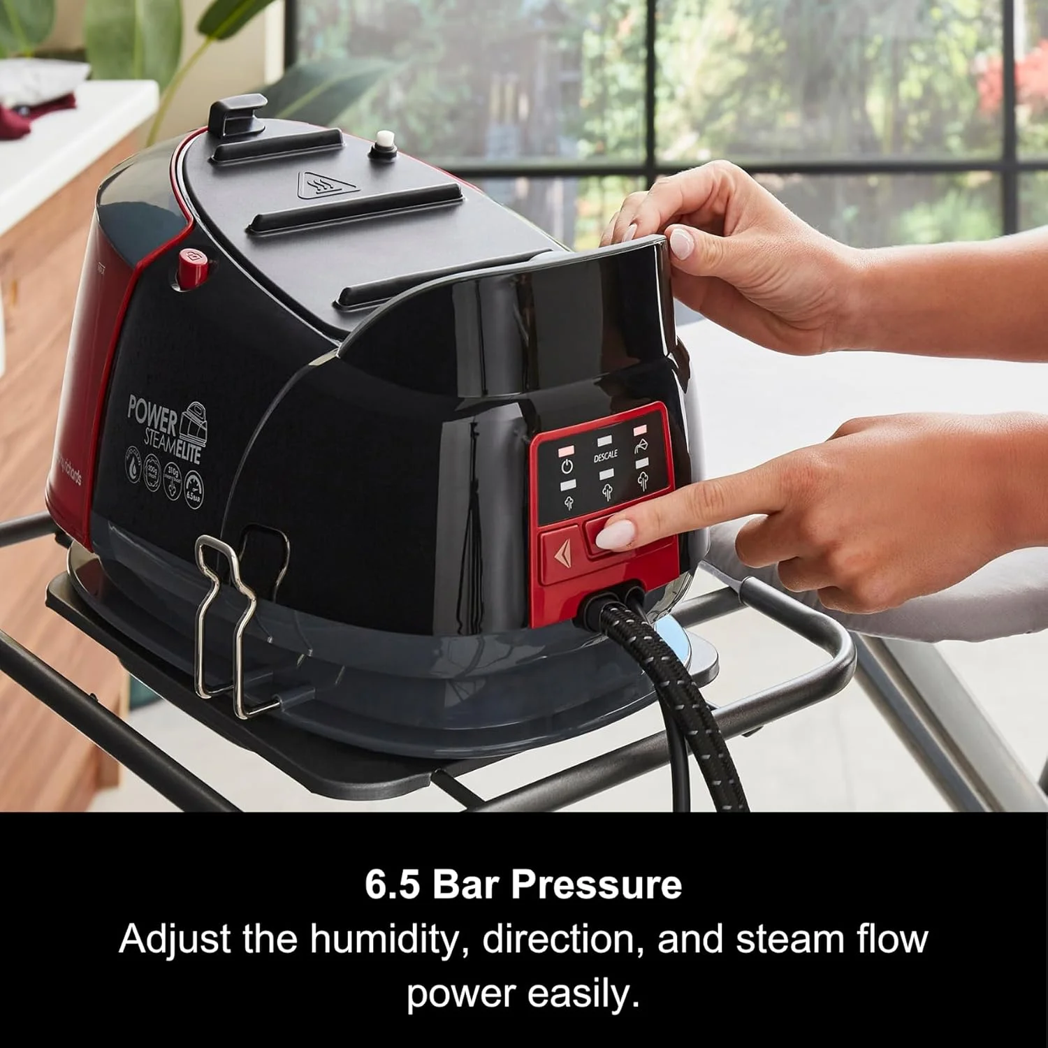 اتو بخار مخزن دار مورفی ریچاردز Power Steam Elite، کفی سرامیکی نچسب، بخار لحظه ای 310 گرم، خروجی بخار 200 گرم، 6 بار، تمیز کننده خودکار، مخزن آب 1.3 لیتری، سیم 1.8 متری، 2400 وات، مشکی/قرمز، 332013 اتو بخار مخزن دار مورفی ریچاردز Power Steam Elite، کفی سرامیکی نچسب، بخار لحظه ای 310 گرم، خروجی بخار 200 گرم، 6 بار، تمیز کننده خودکار، مخزن آب 1.3 لیتری، سیم 1.8 متری، 2400 وات، مشکی/قرمز، 332013