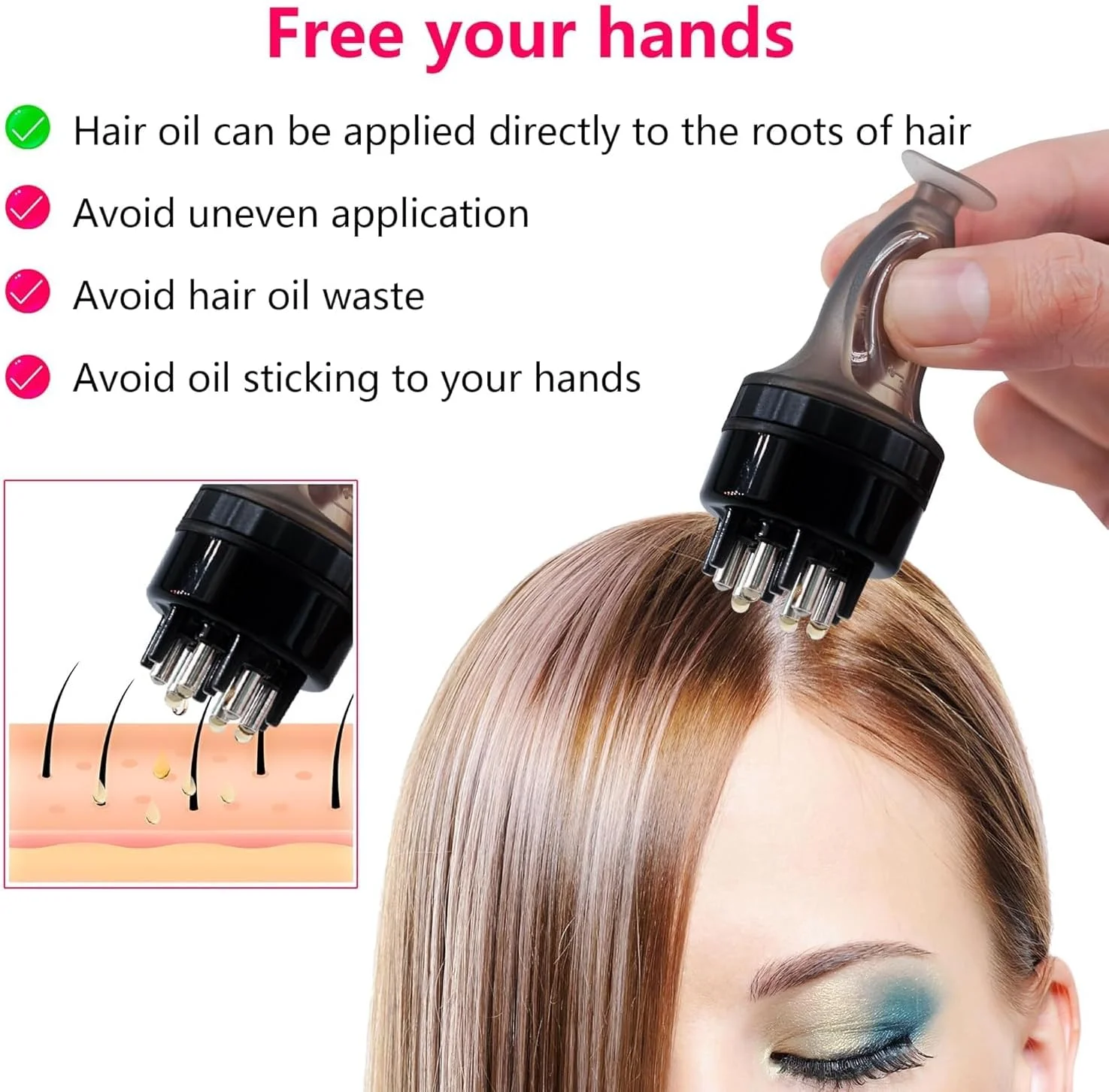 شانه ماساژور پوست سر و رشد مو BIGTHREE، اپلیکاتور، ابزار درمانی رشد مو دوگانه با بطری روغن ضروری، شانه محرک ریشه برای سرم ها و مراقبت از فولیکول (مشکی) شانه ماساژور پوست سر و رشد مو BIGTHREE، اپلیکاتور، ابزار درمانی رشد مو دوگانه با بطری روغن ضروری، شانه محرک ریشه برای سرم ها و مراقبت از فولیکول (مشکی)