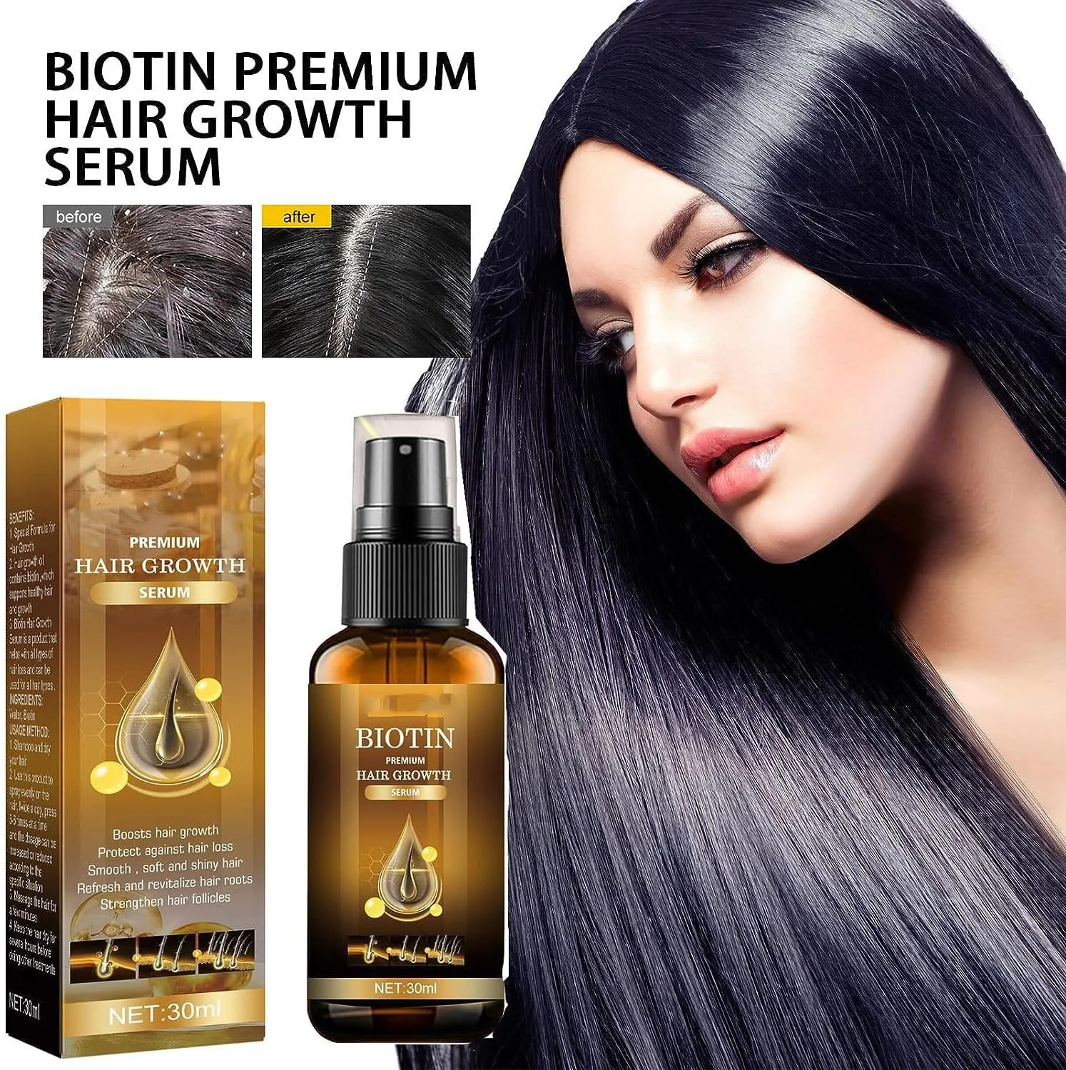 اسپری رشد مو بیوتین، اسپری بیوتین برای رشد مو، سرم گیاهی ضخیم کننده بیوتین، سرم اسپری رشد مو بیوتین، روغن های ضروری رشد مو، تغذیه کننده مو و پوست سر (5 عدد)