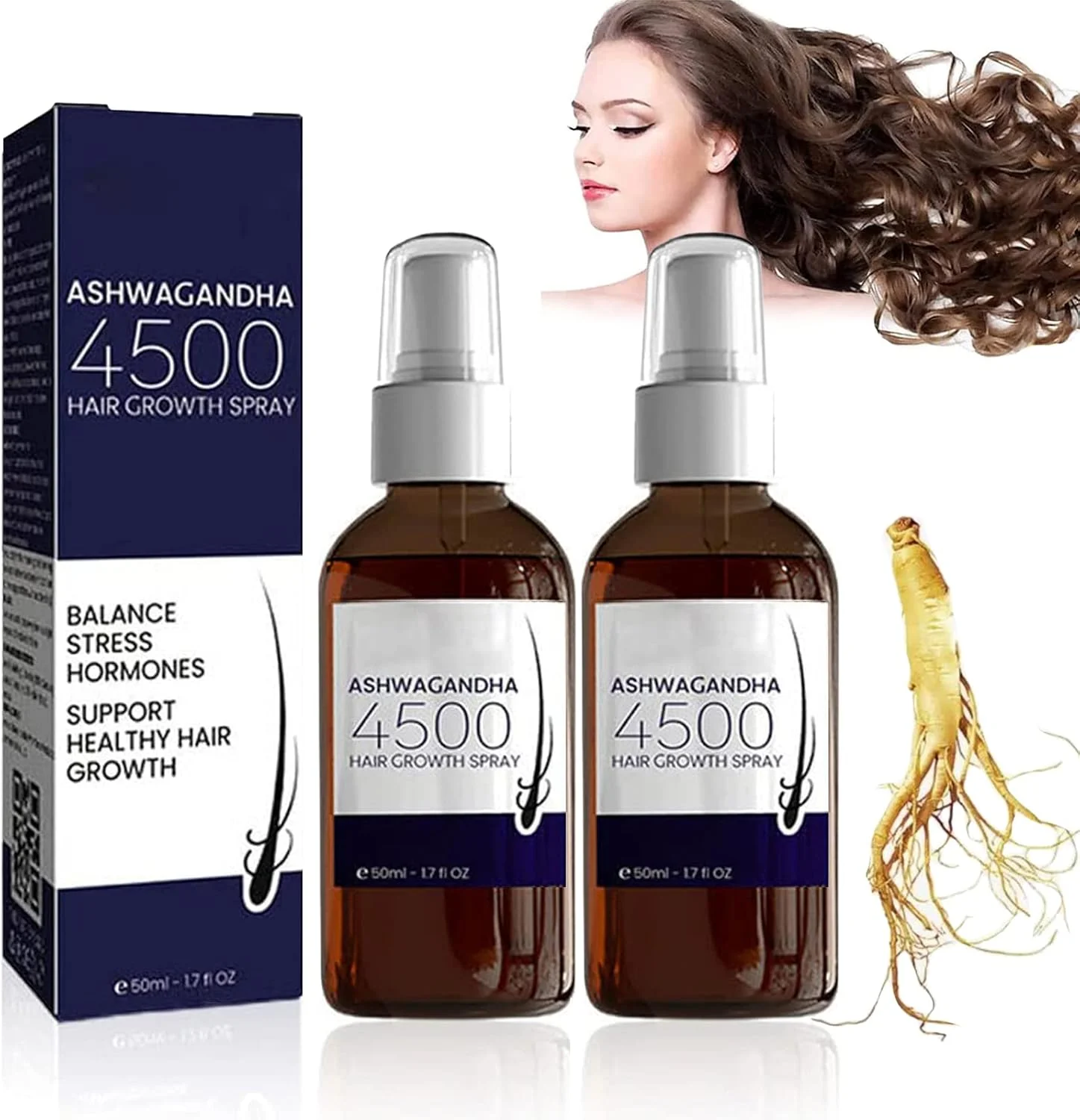 اسپری سرم فرمول رشد مو بلوسومز، اسپری رشد مو آشواگاندا 4500، اسپری رشد مو بلوسومز، تقویت کننده موهای ضخیم تر و قوی تر برای آقایان و بانوان (2 عدد)