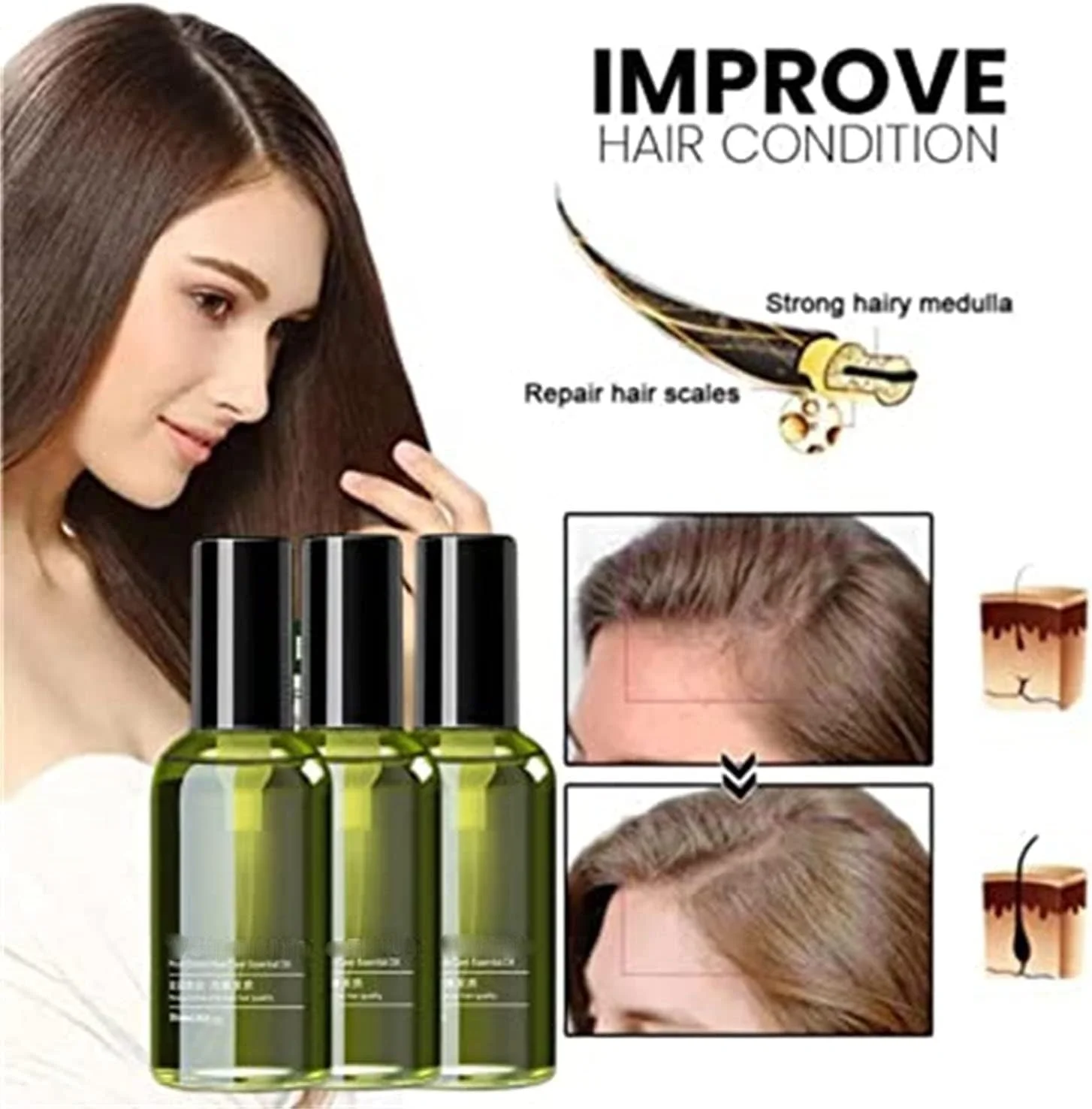 اسپری ترمیم کننده مو و پوست سر بلوسومز با روغن زیتون، اسپری سرم رشد مو بلوسومز فولیگرو، اسپری سرم فرمول رشد مو، اسپری زنجبیل مغذی برای رشد مجدد مو، برای موهای خشک و آسیب دیده (1 عدد)