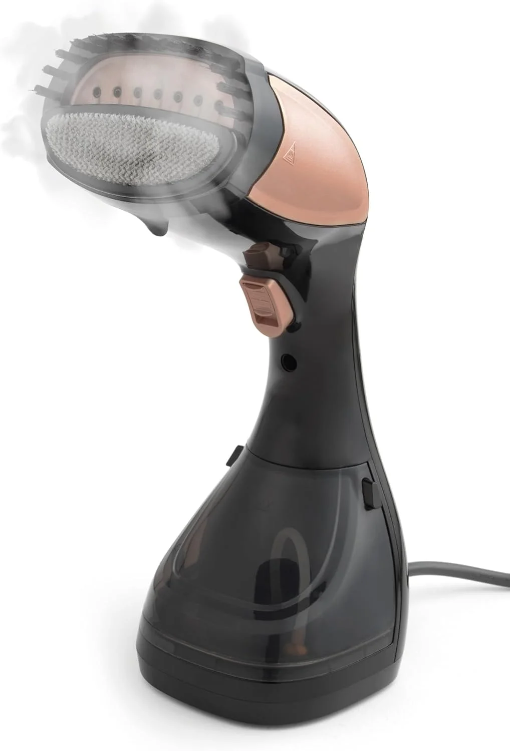 بخارگر دستی لباس بلدرای مدل BEL01552RG-150 - بخارگر عمودی قابل حمل، 1100 وات، از بین برنده چروک، مخزن آب جداشدنی 180 میلی لیتری، گرم شدن سریع 30 ثانیه ای، برس پارچه و پرز 2 در 1، رزگلد