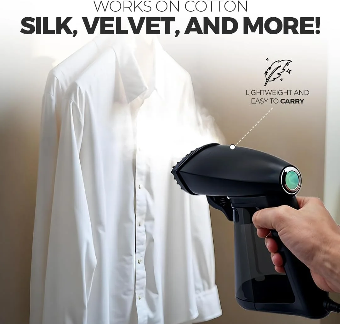 بخارگر دستی لباس 1640 واتی – مخزن آب 260 میلی لیتری، صفحه بخار استیل ضد زنگ، بخارگر مسافرتی قابل حمل برای لباس، ملحفه و پرده های بدون چروک