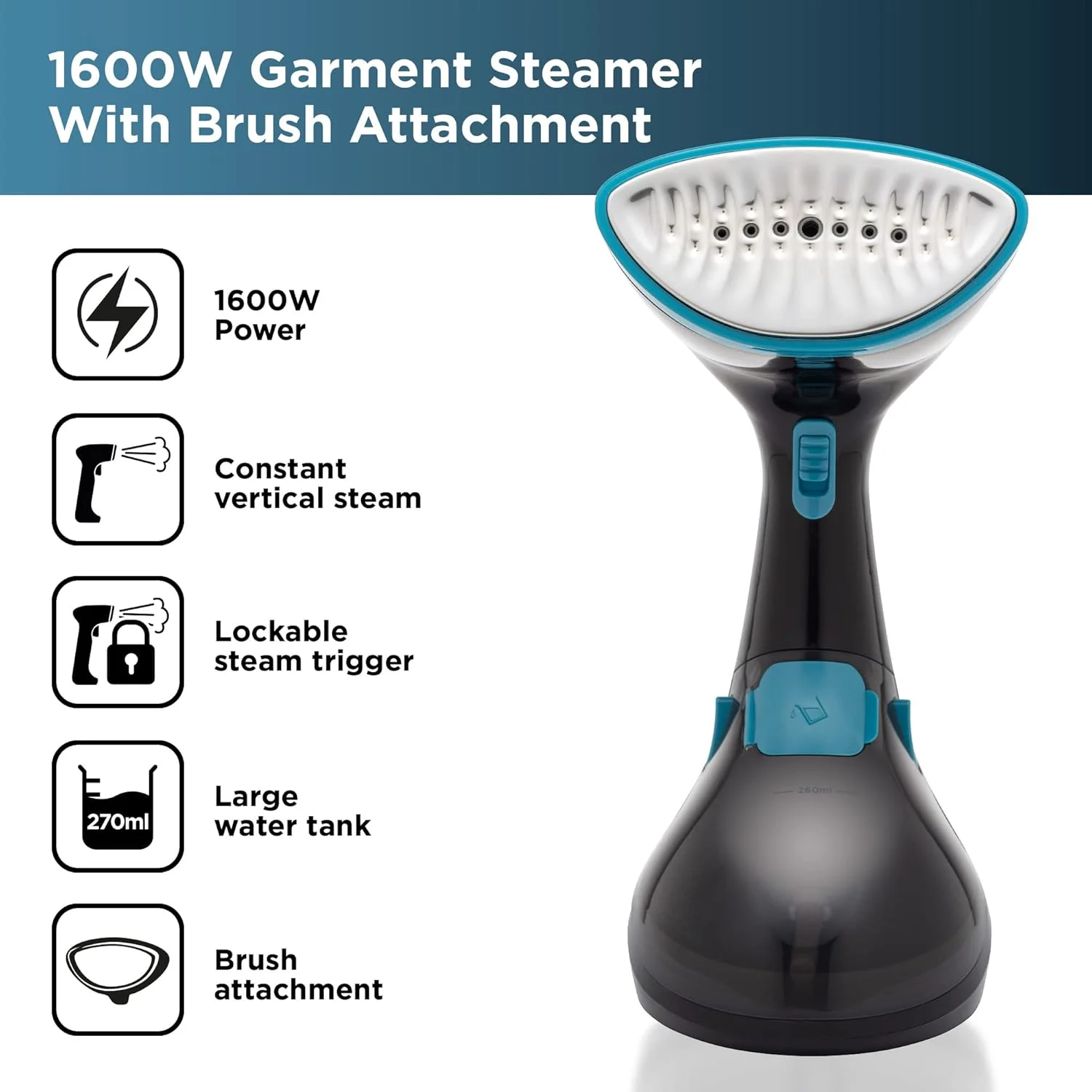 بخارگر لباس بلک اند دکر BXGS22007GB، پلاستیکی، 1600 وات، 270 میلی لیتر، آبی