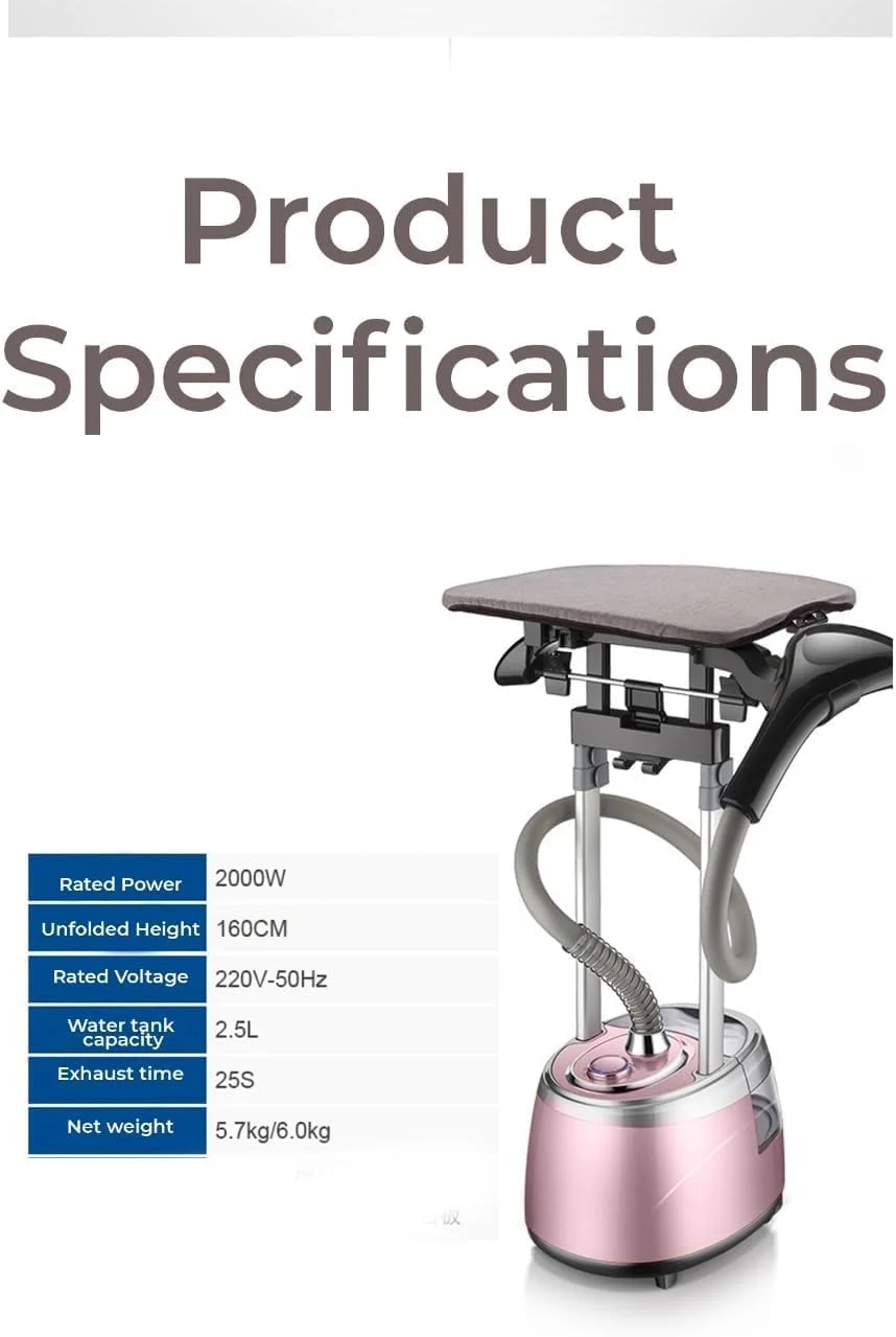 بخارگر لباس 2000 وات با میز اتو با قابلیت تنظیم ارتفاع، زمان گرم شدن 40 ثانیه - شلنگ بخار عایق حرارت