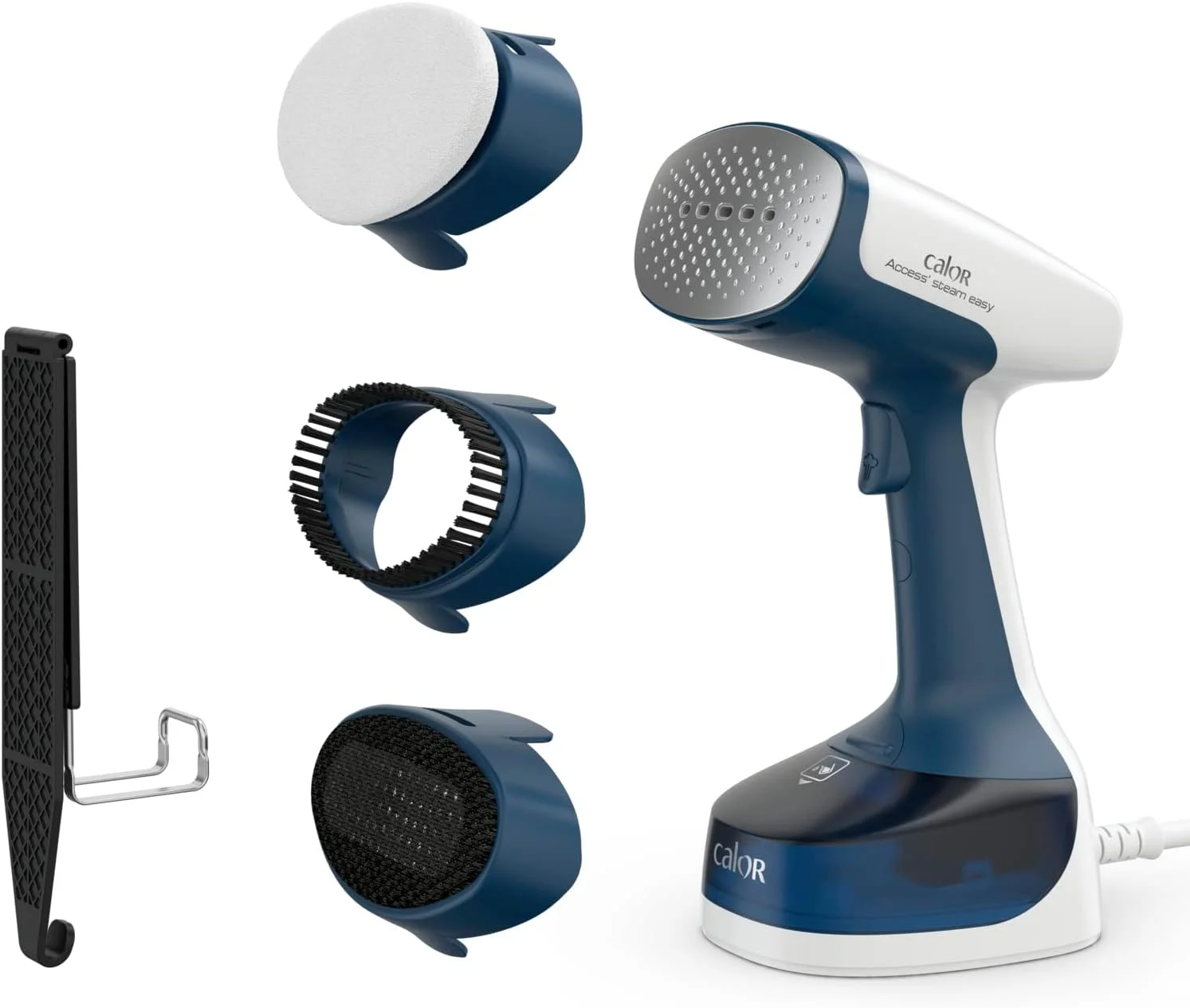 بخارگر لباس کالور مدل Access Steam Easy، توان 1400 وات، جریان بخار 25 گرم در دقیقه، زمان گرم شدن 15 ثانیه، برس های میکروفیبر ضد گرد و غبار، مناسب پارچه های ضخیم و ظریف، دارای قلاب آویز، آبی DT7170C0