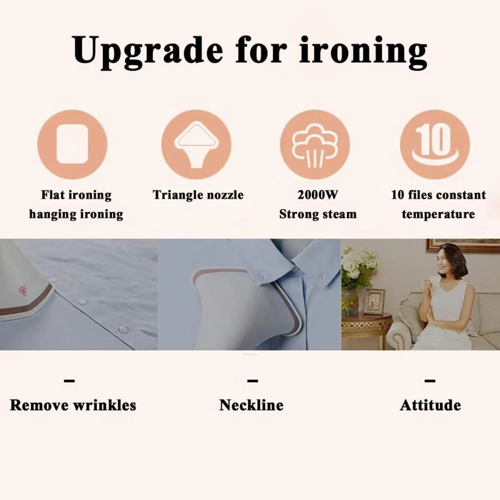 بخارگر لباس ایستاده - بخارگر پارچه 2000 واتی حرفه ای برای لباس - بخارگر لباس آویز سنگین - 6 سطح بخار - مخزن آب 1.7 لیتری - با برس پارچه / میز اتو / چوب لباسی