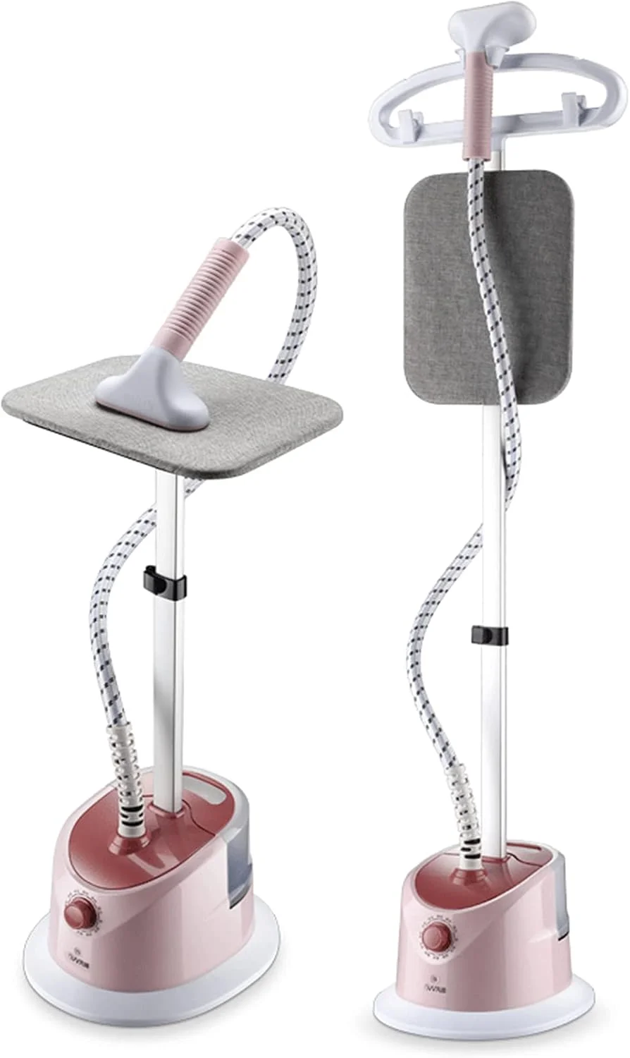 بخارگر عمودی لباس خانگی 1800 وات، اتو بخار کوچک آویز، اتو بخار دستی، به همراه تخته اتو و مخزن آب 1.7 لیتری، صورتی (صورتی)