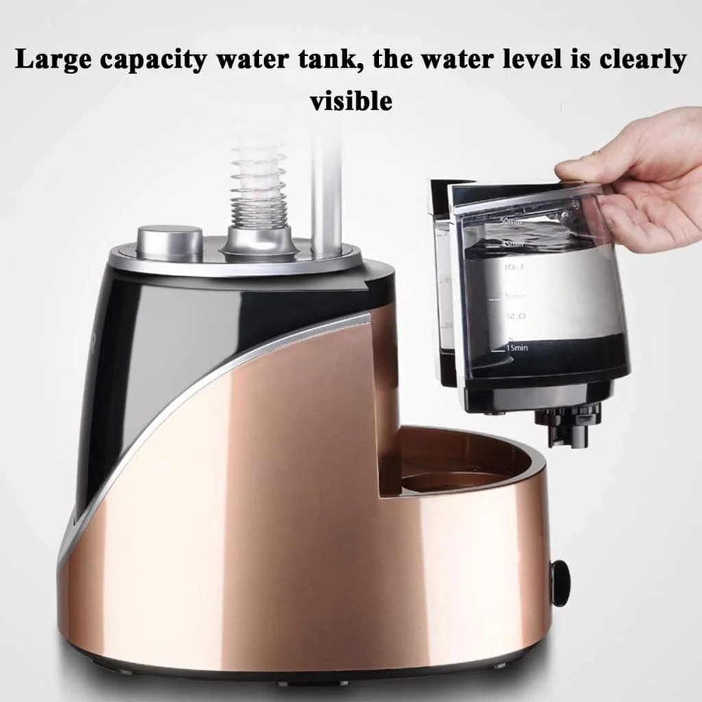 بخارگر لباس ایستاده - بخارگر پارچه 2000 واتی حرفه ای برای لباس - بخارگر لباس آویز سنگین - 6 سطح بخار - مخزن آب 1.7 لیتری - با برس پارچه / میز اتو / چوب لباسی