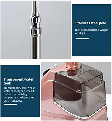 بخارگر لباس 2200 واتی، بخارگر ایستاده لباس با مخزن آب بزرگ 3.8 لیتری، 4 حالت بخار، گرمایش سریع، 70 دقیقه بخار مداوم، رزگلد (رزگلد)