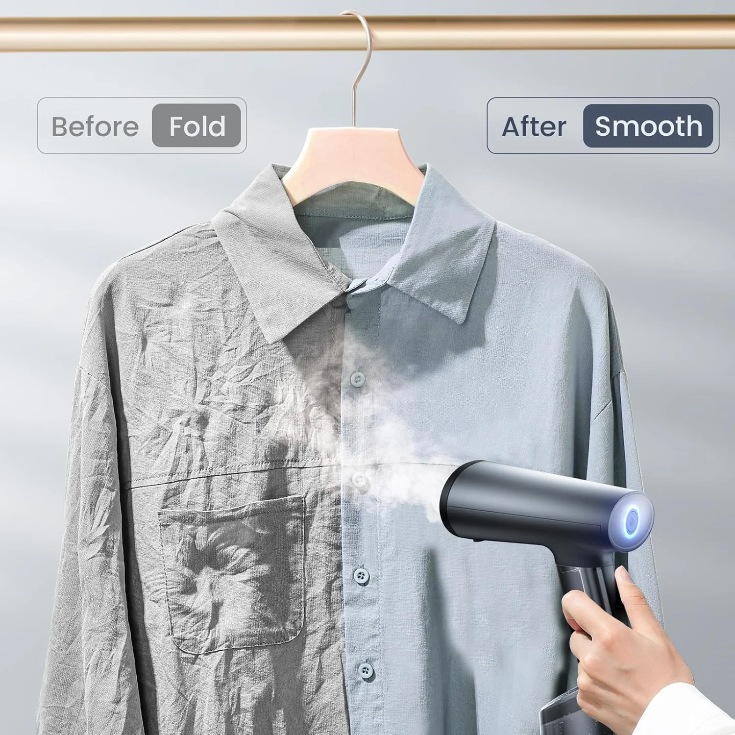 بخارگر لباس دستی FMK، اتو بخارگر لباس قابل حمل با مخزن 325 میلی لیتری، برای بخاردهی عمودی و افقی، گرم شدن سریع، از بین بردن سریع چروک 1500 وات