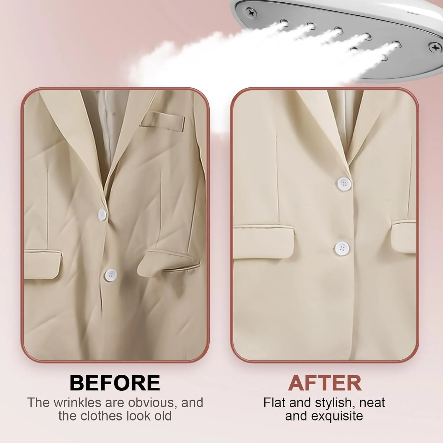 بخارگر ایستاده لباس FOONNUN، 1800 وات، مخزن آب 1.8 لیتری، 11 حالت بخار، دارای تخته اتو داخلی، بخار 40 گرم در دقیقه با آویزهای قابل تنظیم، شاسی E شکل برای کاهش چروک و حالت دادن به لباس