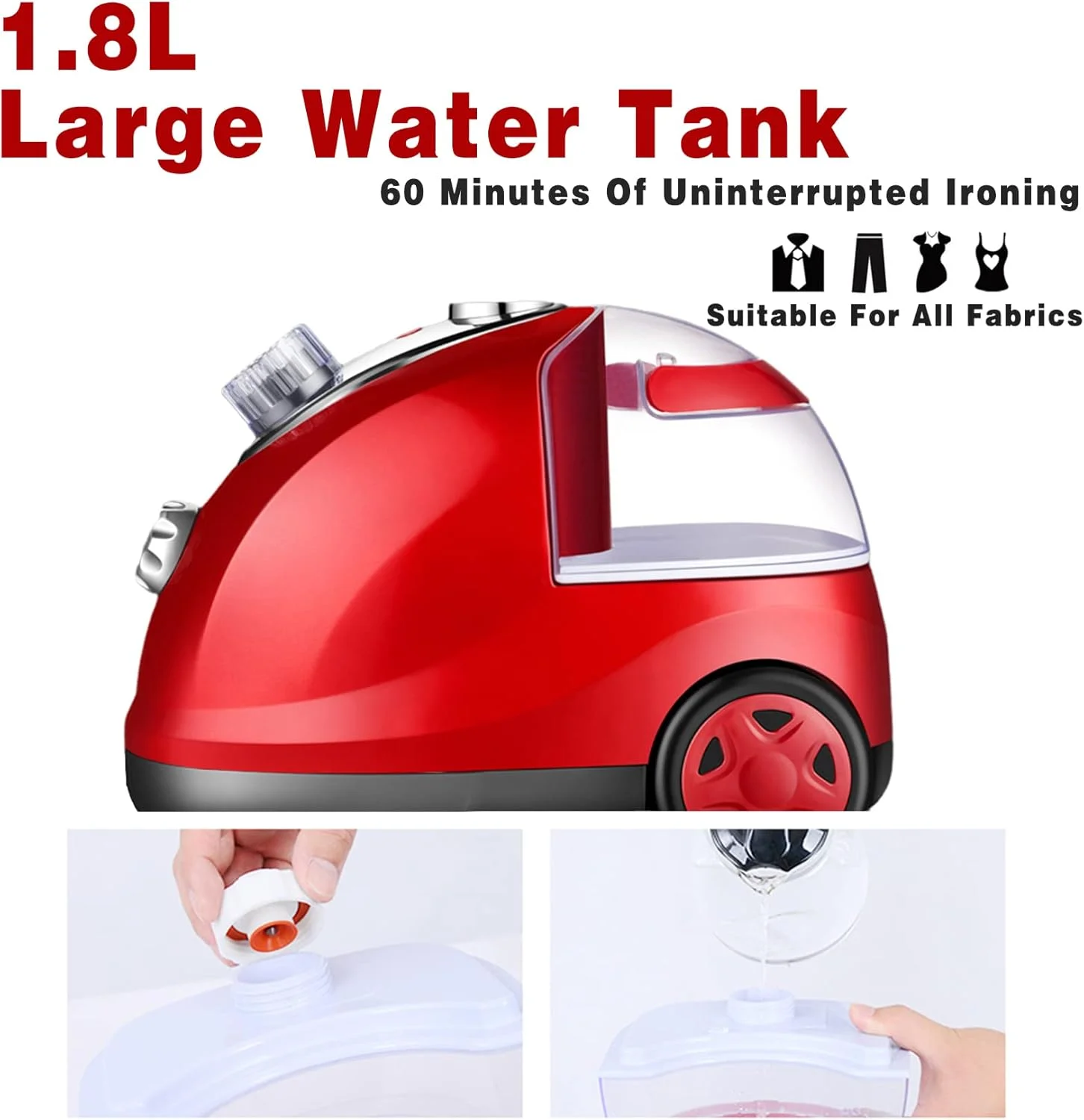 بخارگر لباس، بخارگر حرفه ای پارچه و لباس 2000 وات، کنترل بخار 10 مرحله ای، بخارگر لباس، 60 دقیقه بخار مداوم