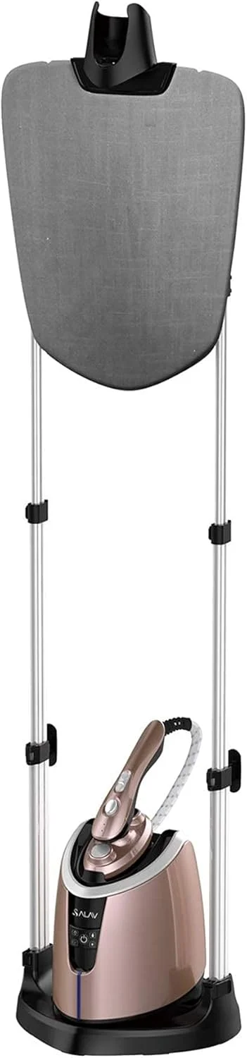 بخارگر لباس - بخارگر عمودی دو میله تلسکوپی 1800 وات حرفه ای اتو بخار خانگی کوچک اتو دستی با میز اتو، صورتی